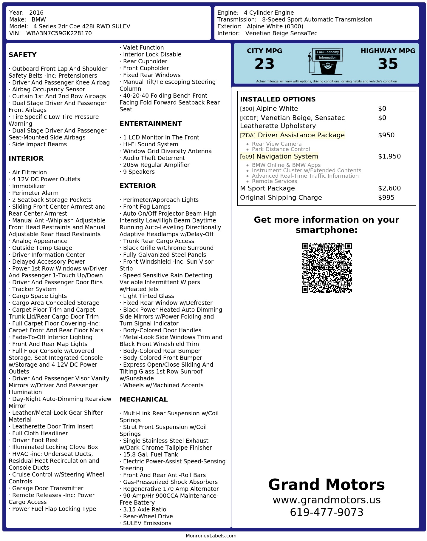 Monroney Label