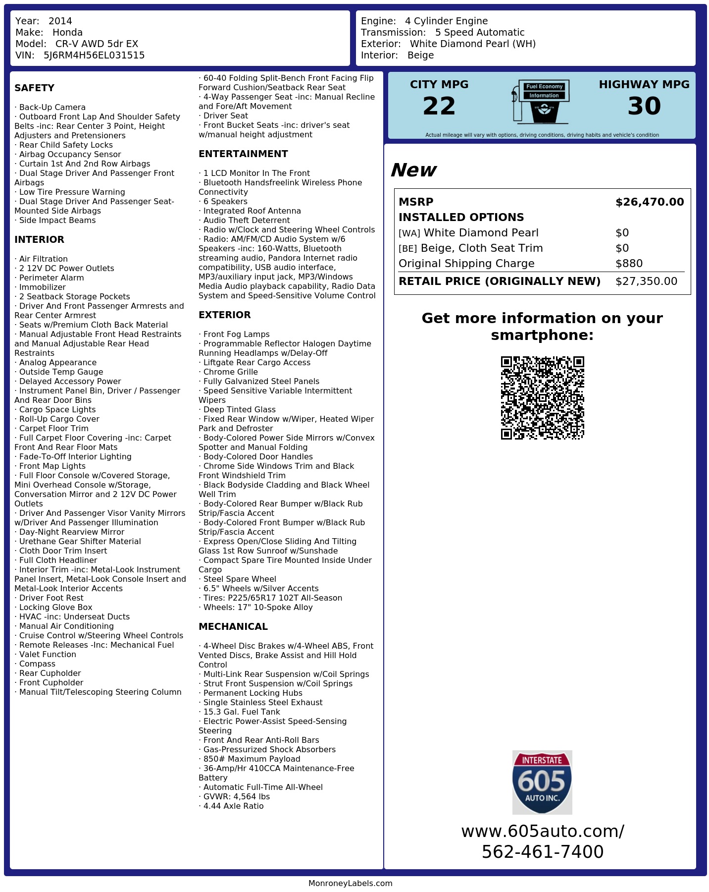 Monroney Label