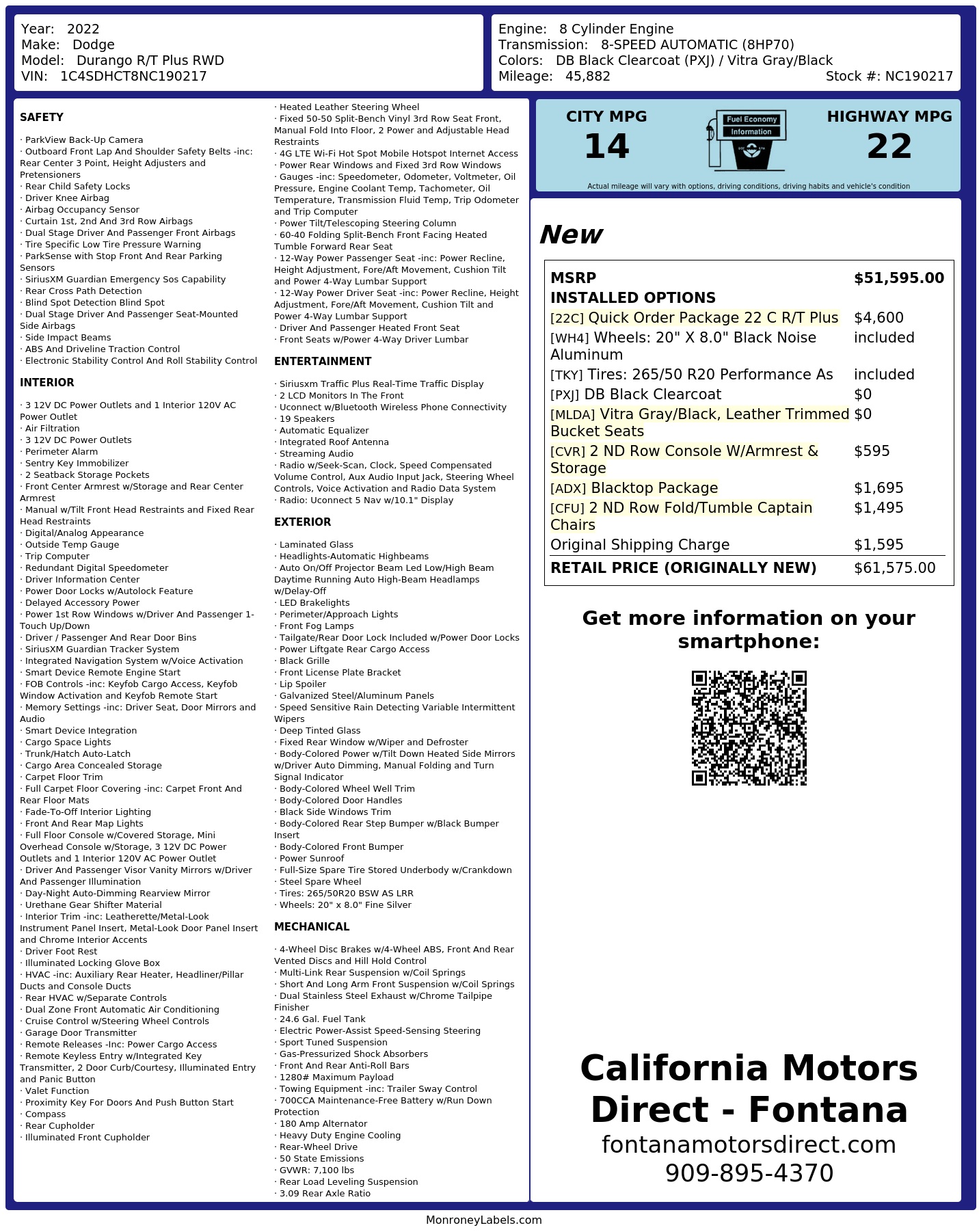 Monroney Label