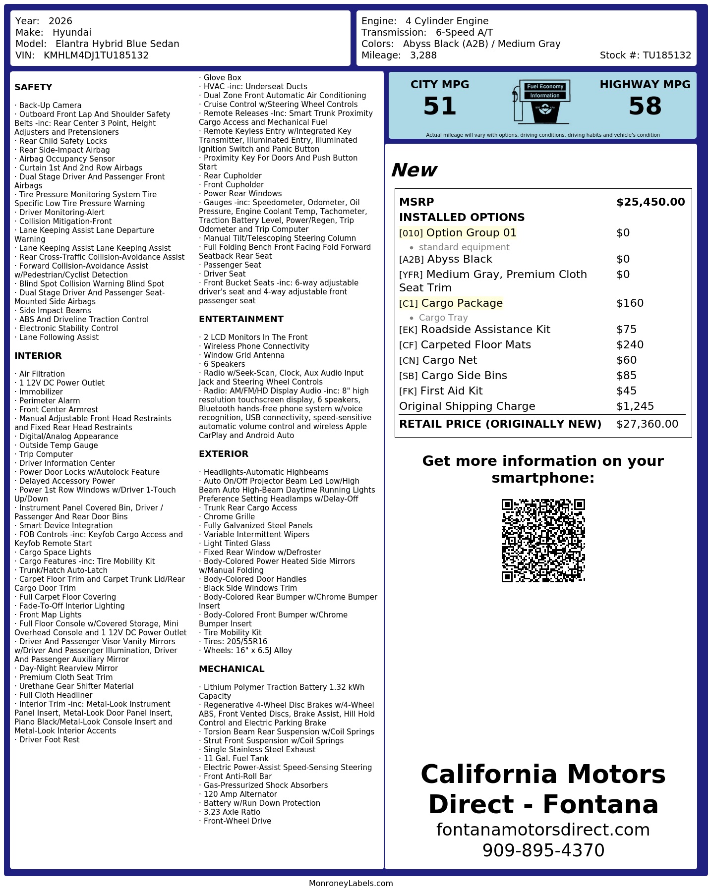 Monroney Label