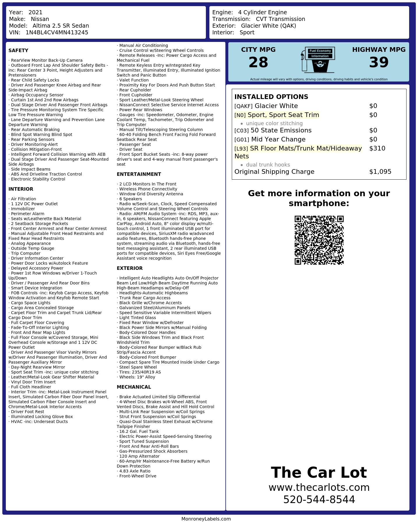 Monroney Label