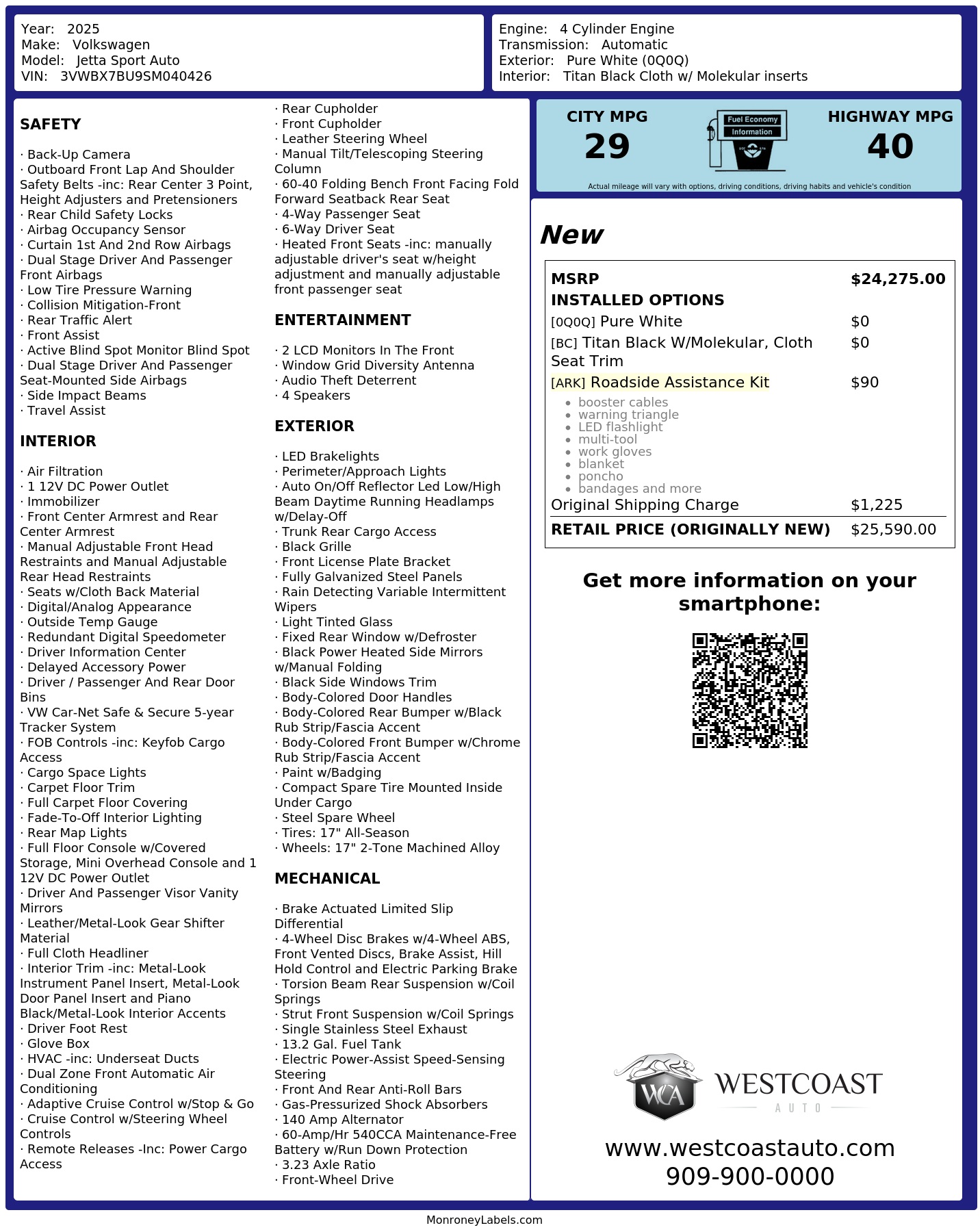 Monroney Label