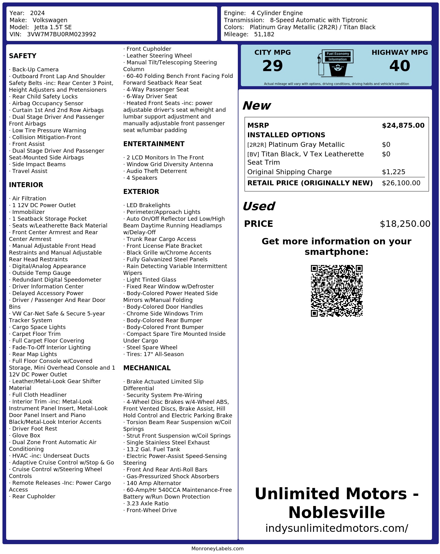 Monroney Label
