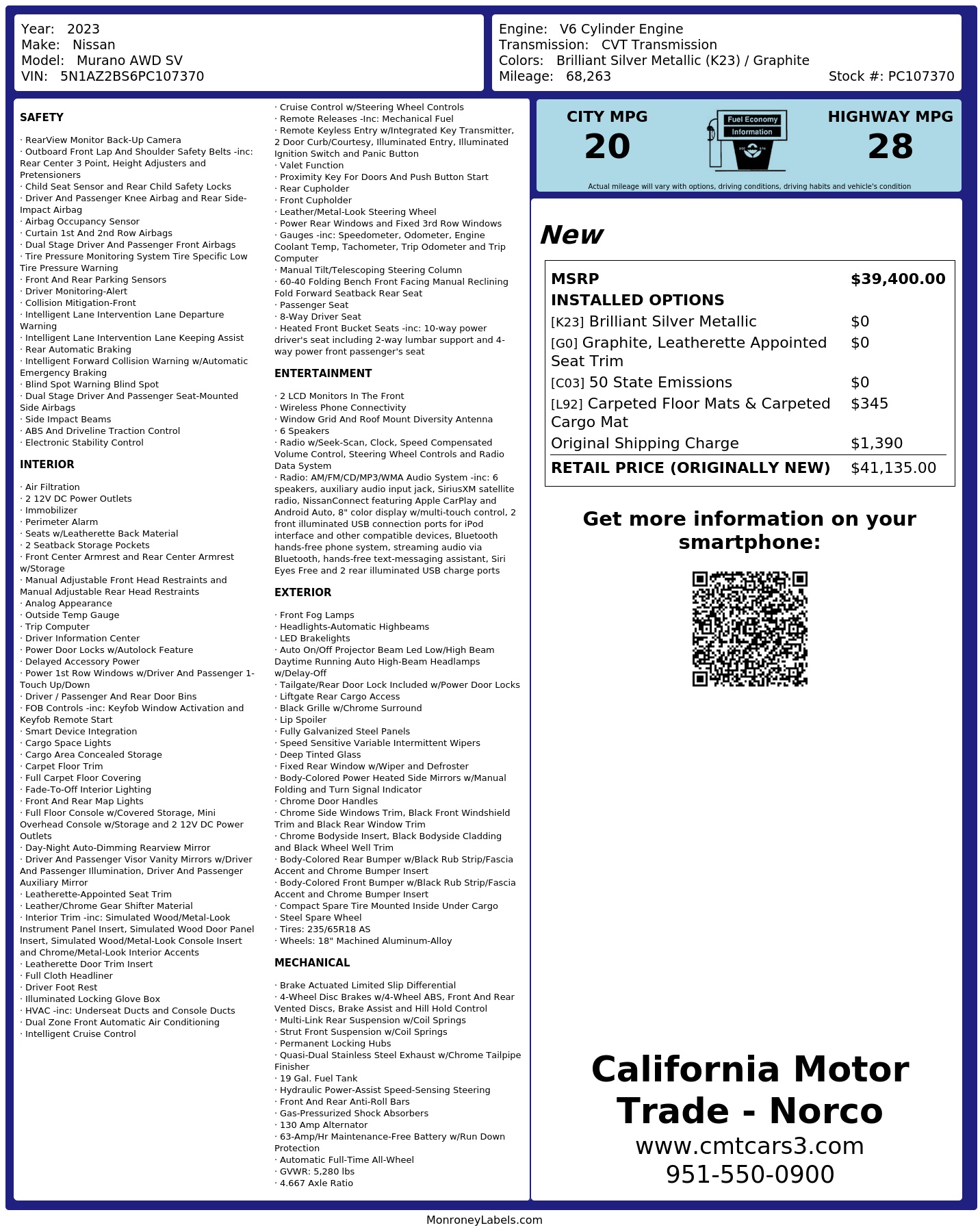 Monroney Label