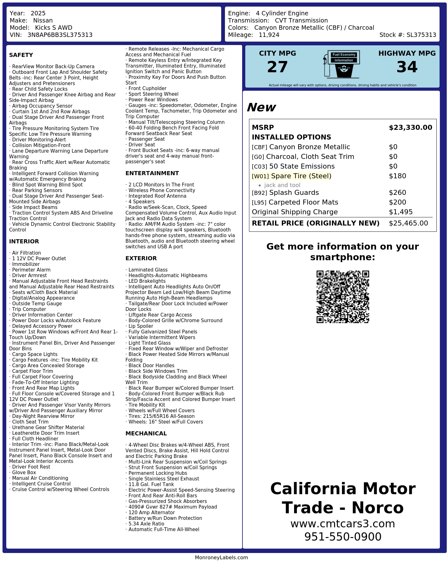 Monroney Label