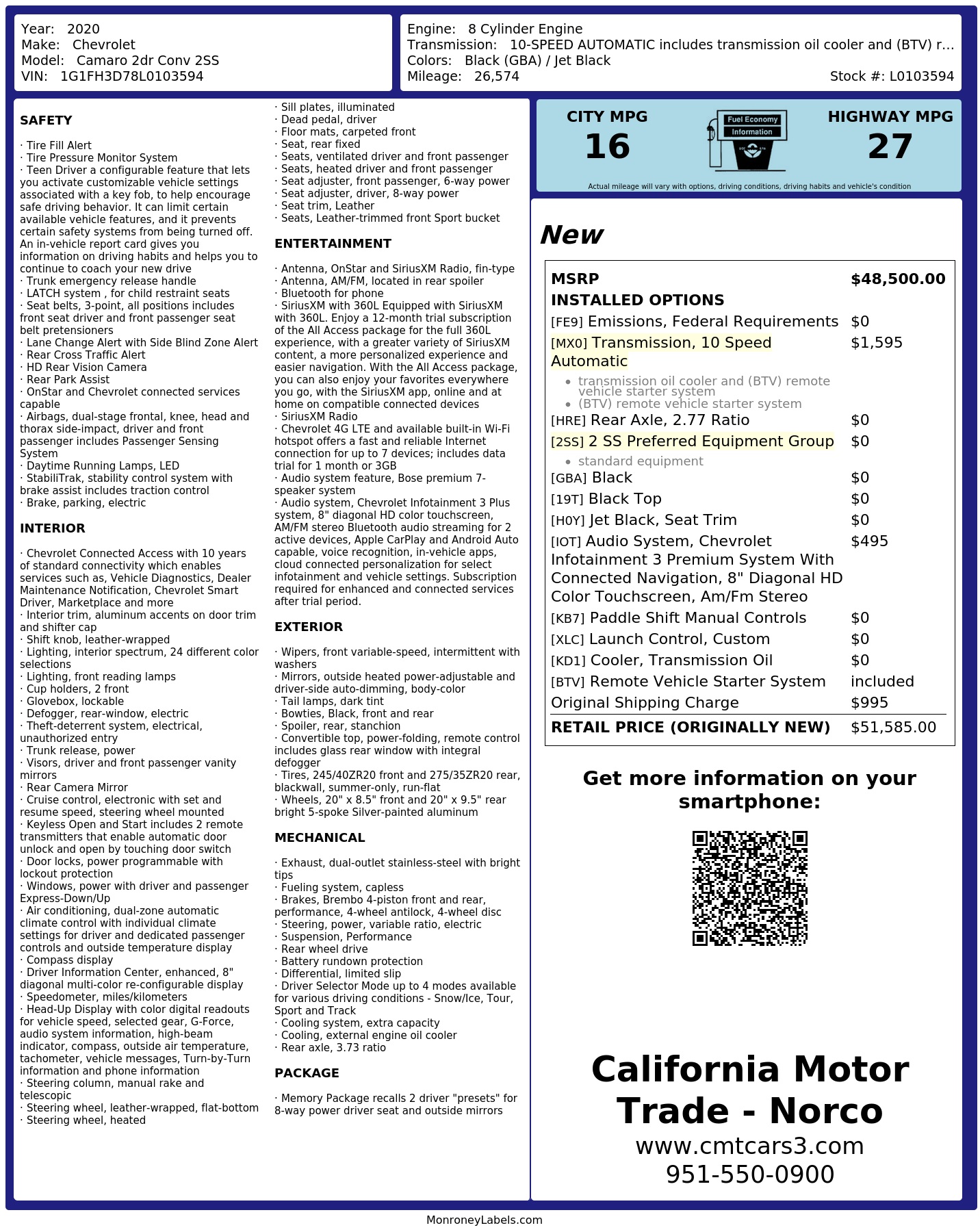 Monroney Label