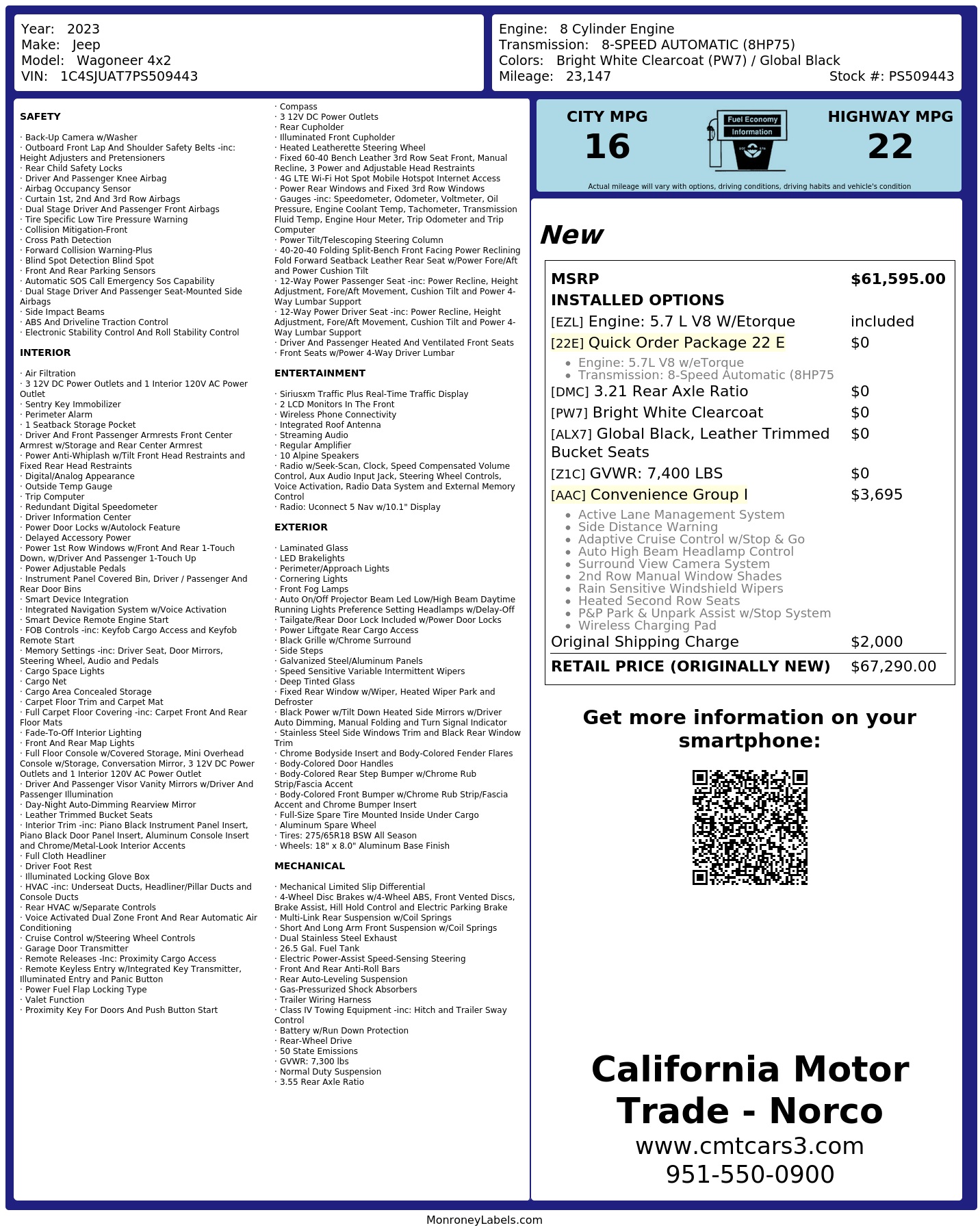 Monroney Label