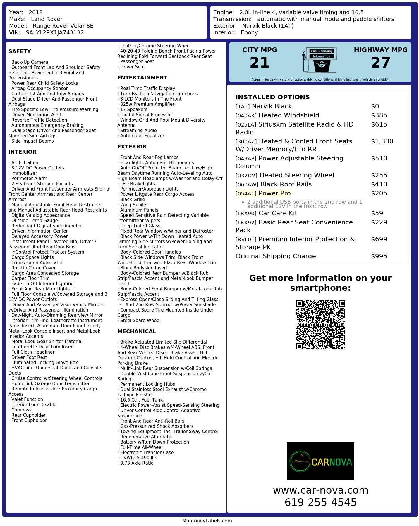 Monroney Label