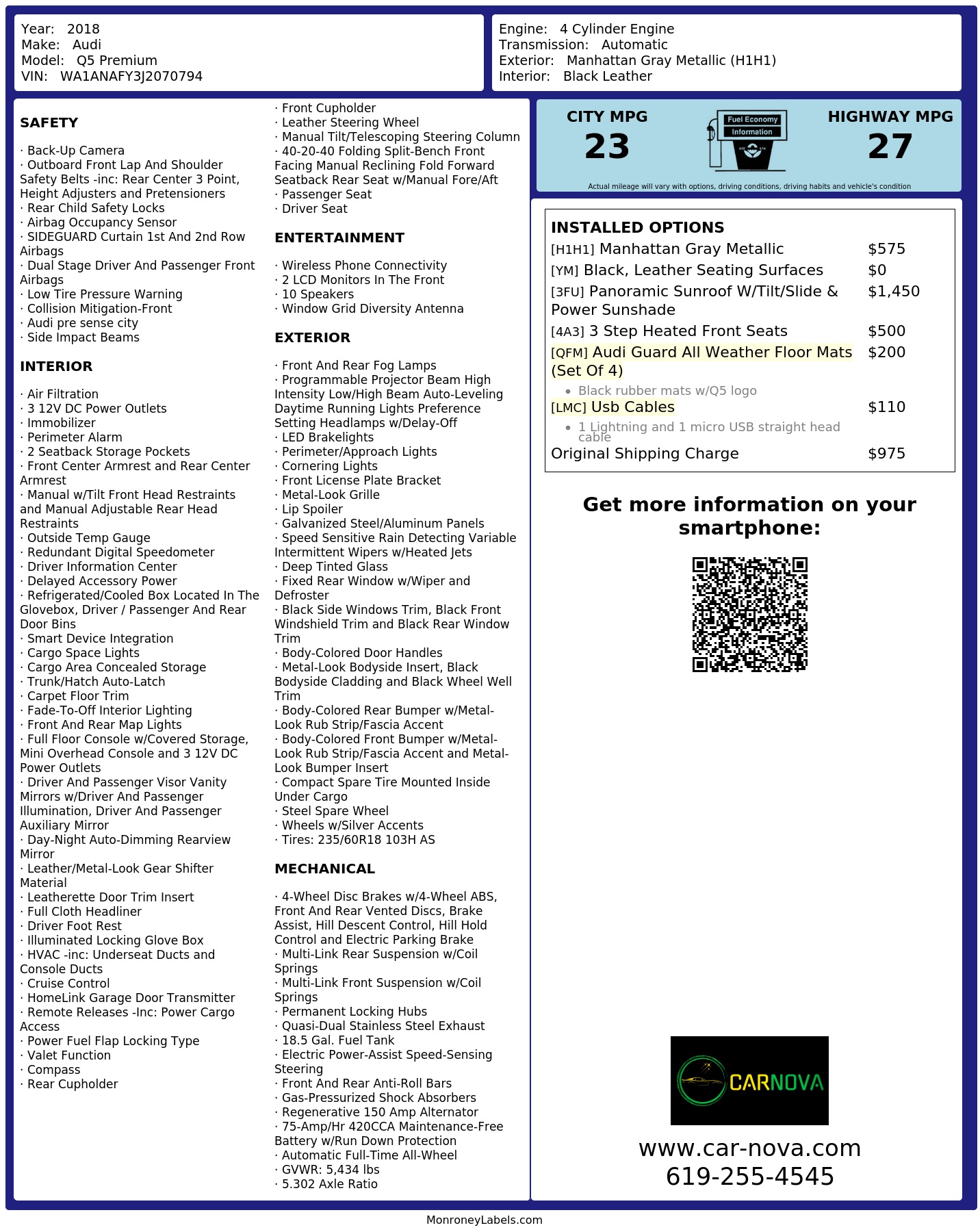 Monroney Label