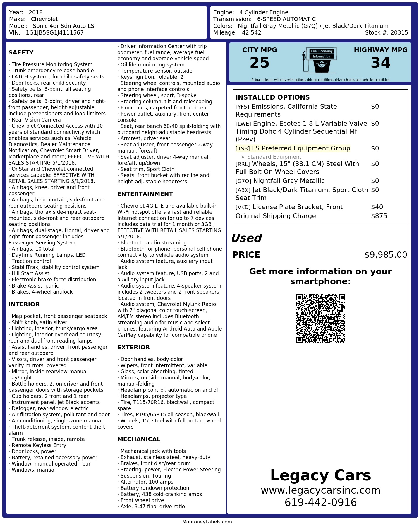Monroney Label
