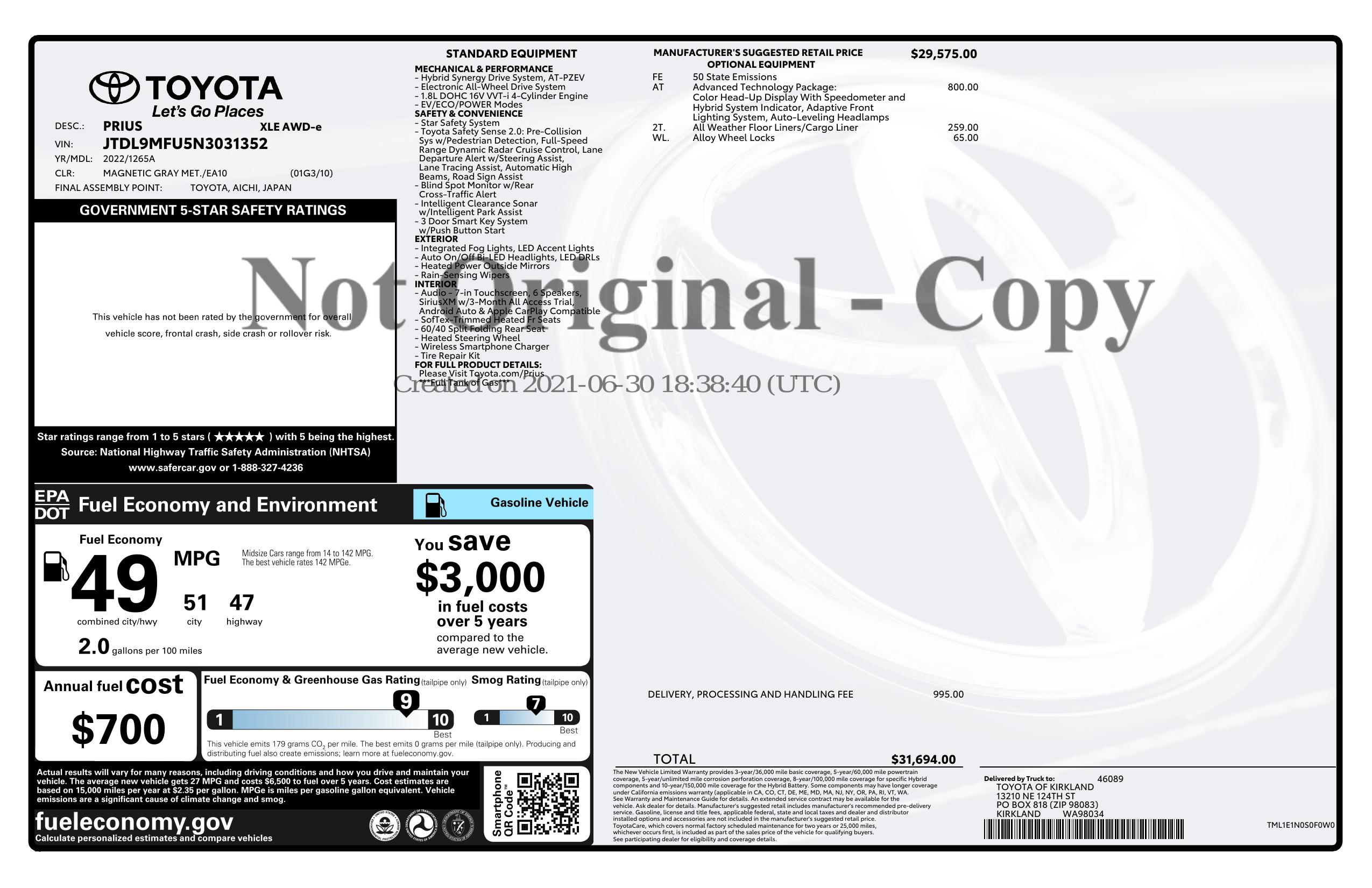 Monroney Label