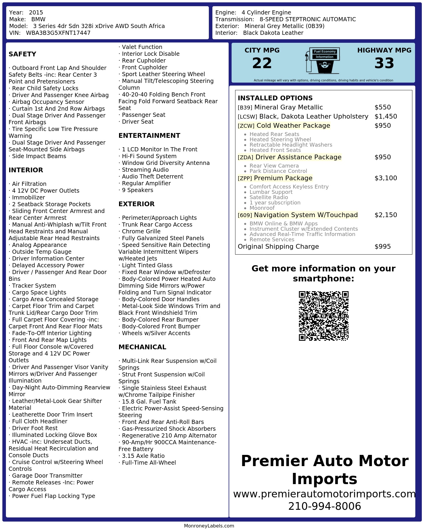 Monroney Label