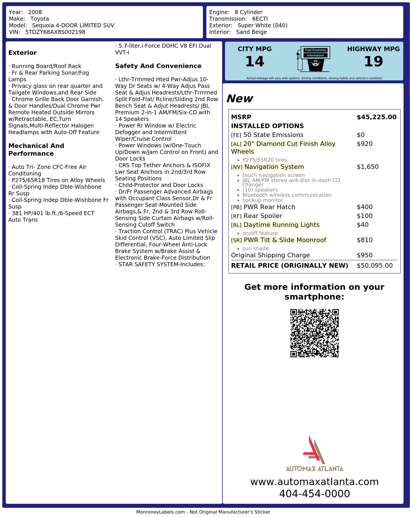 Monroney Label