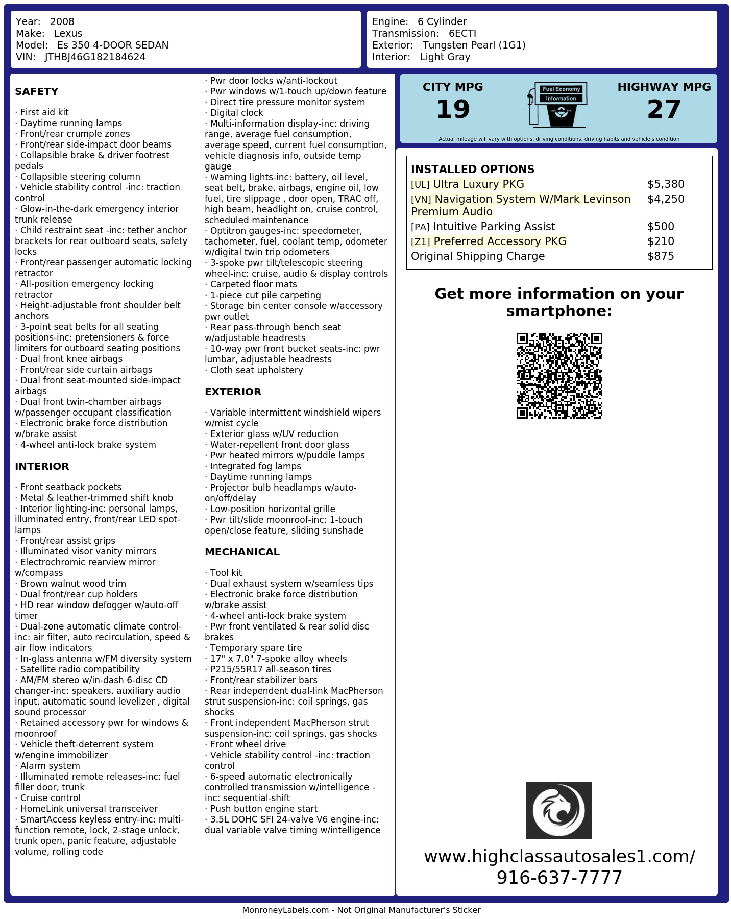 Monroney Label