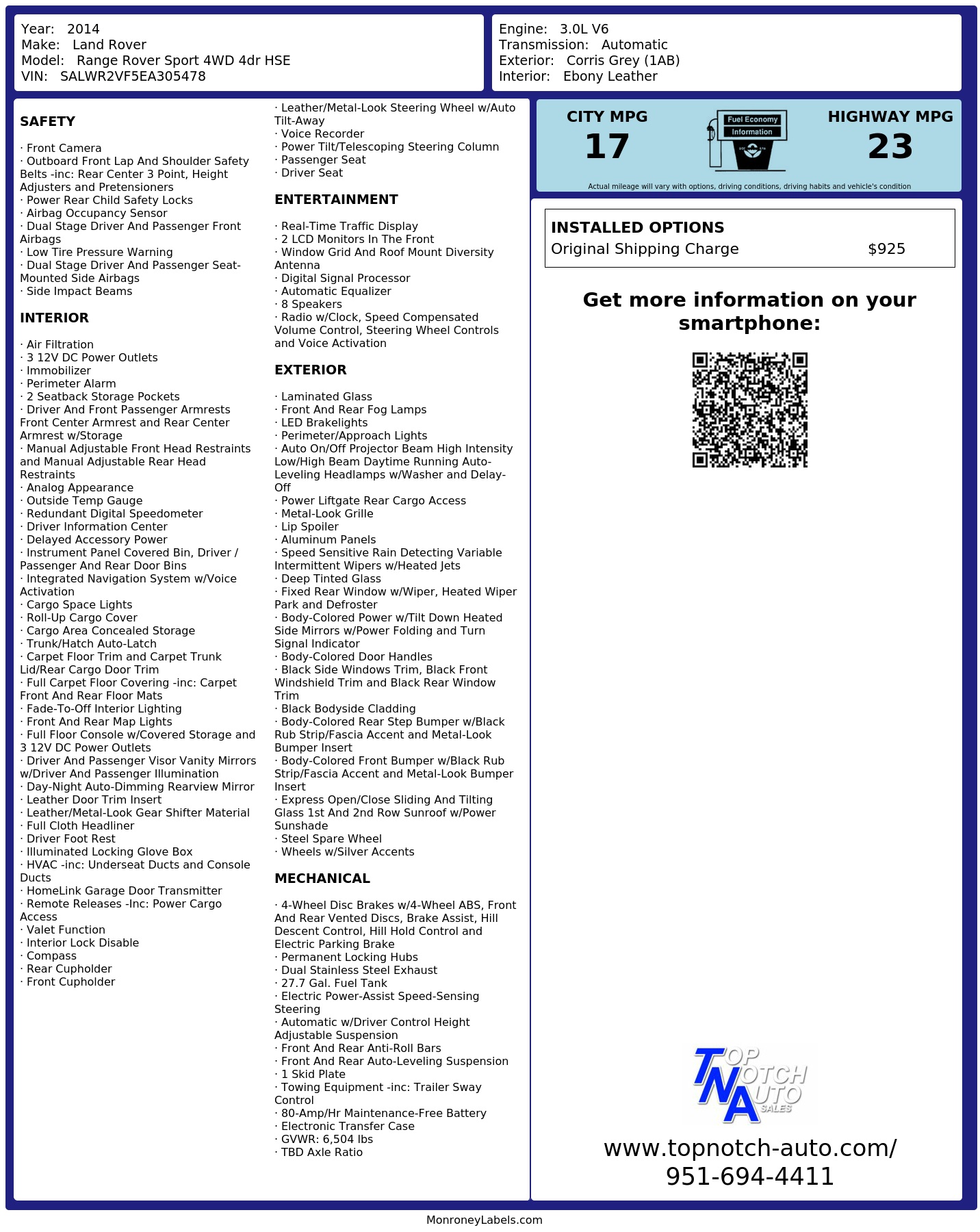 Monroney Label