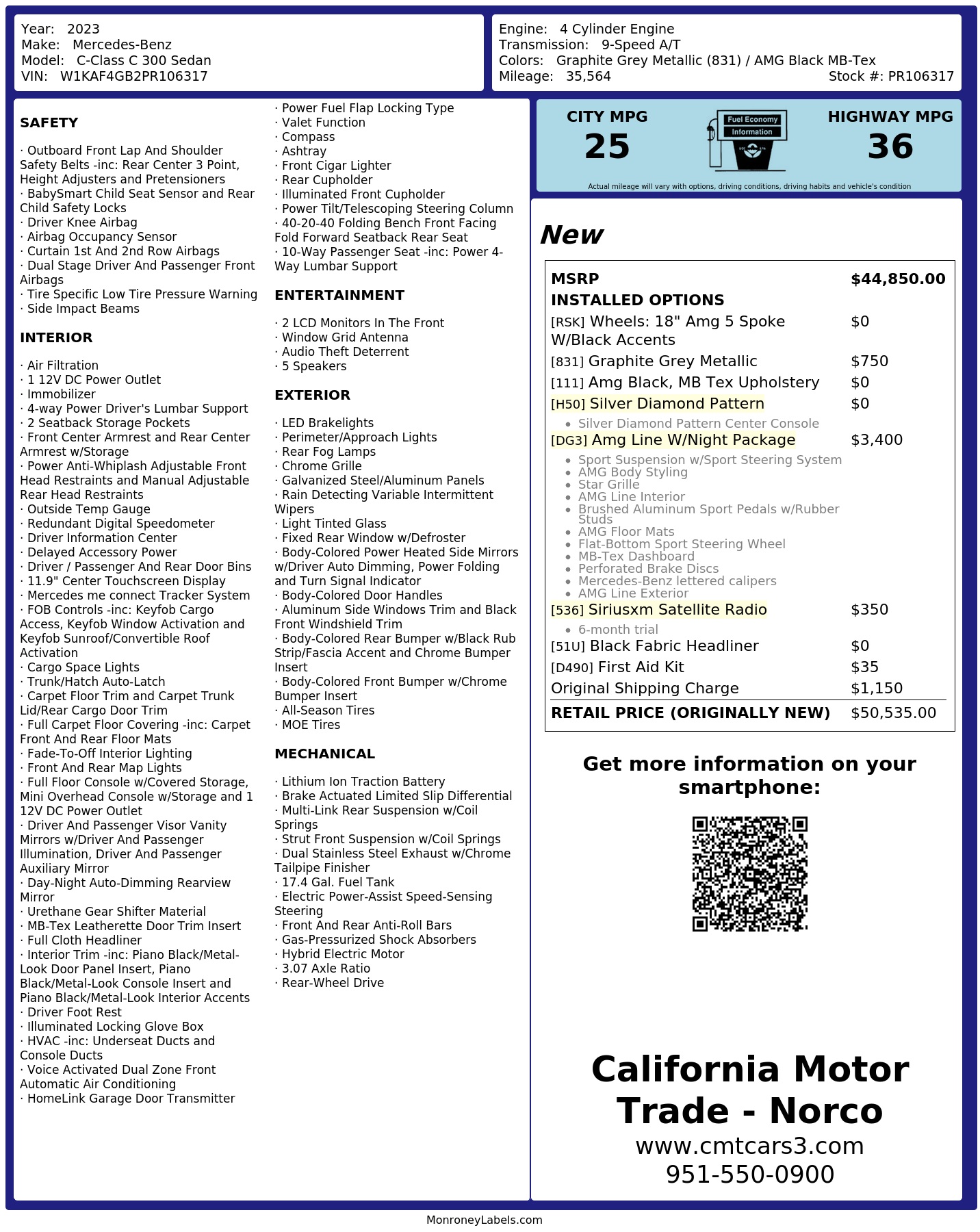 Monroney Label