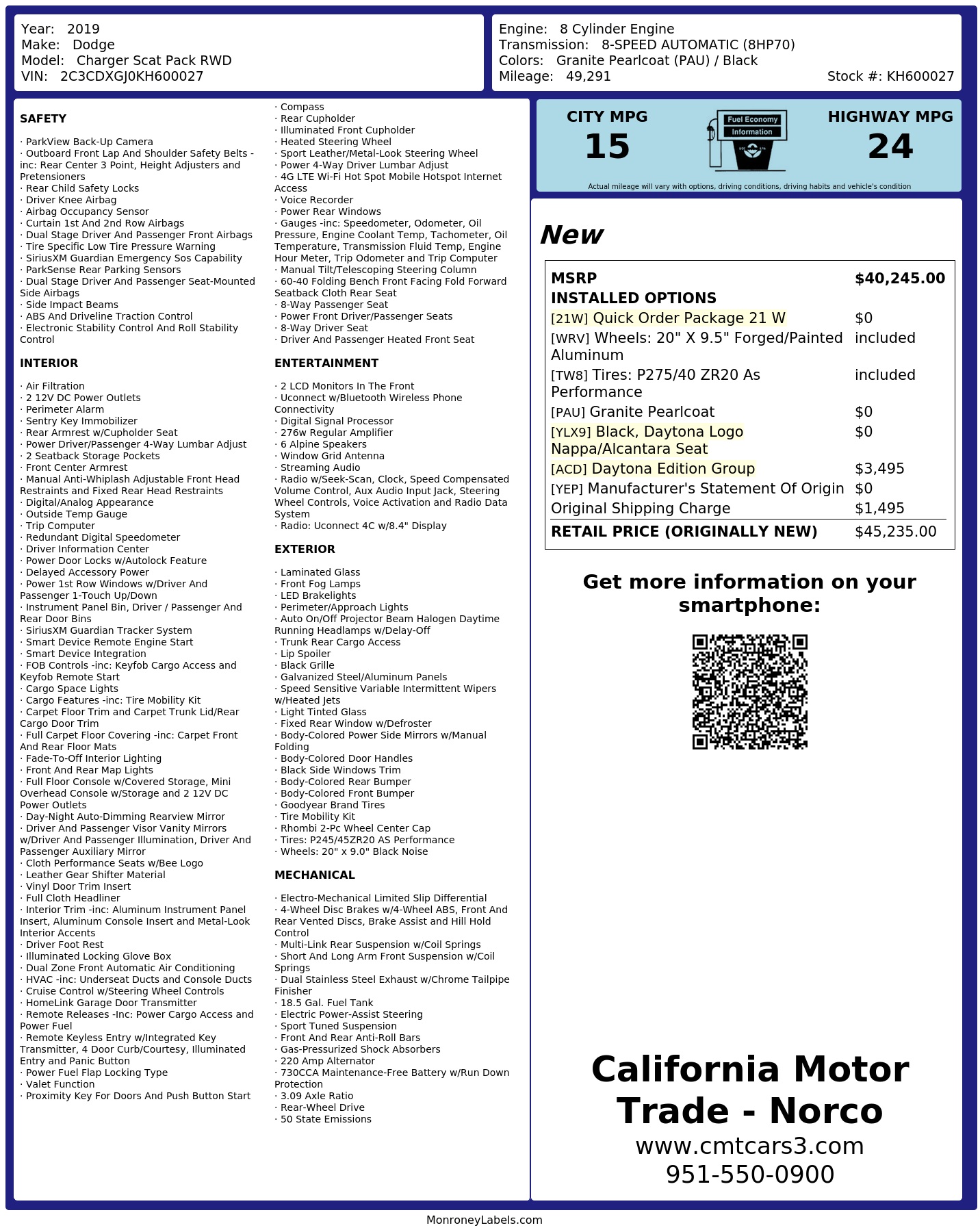 Monroney Label