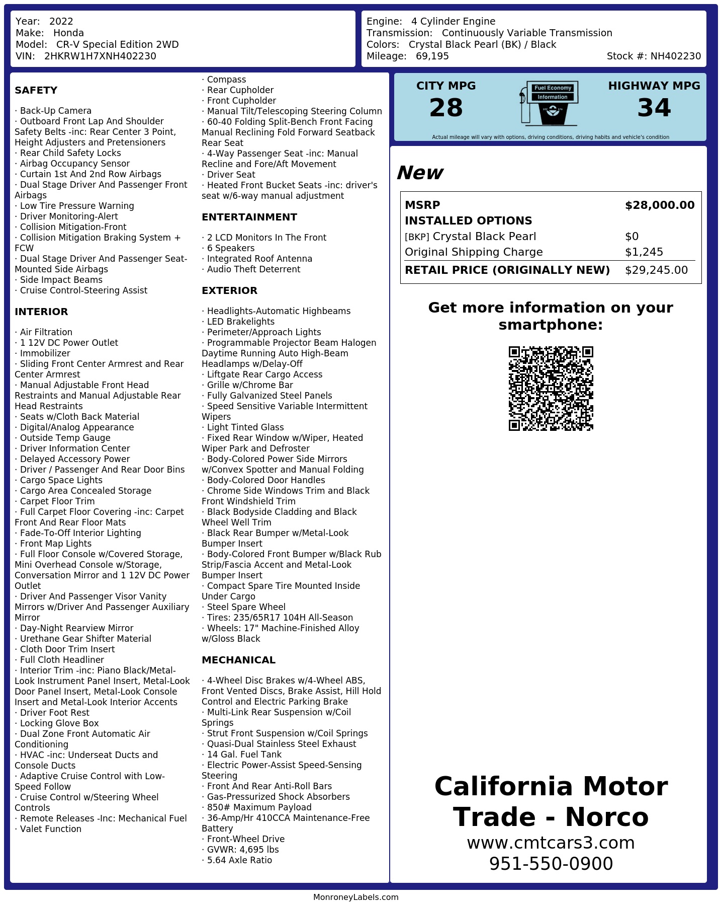 Monroney Label