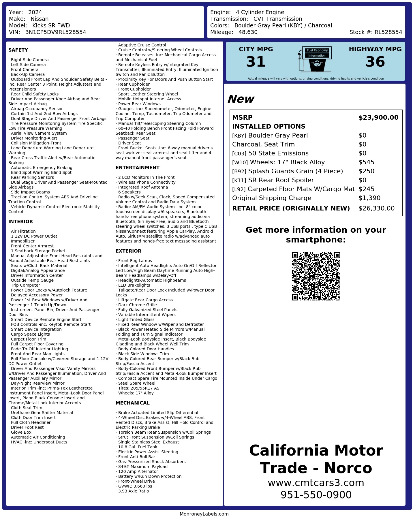 Monroney Label