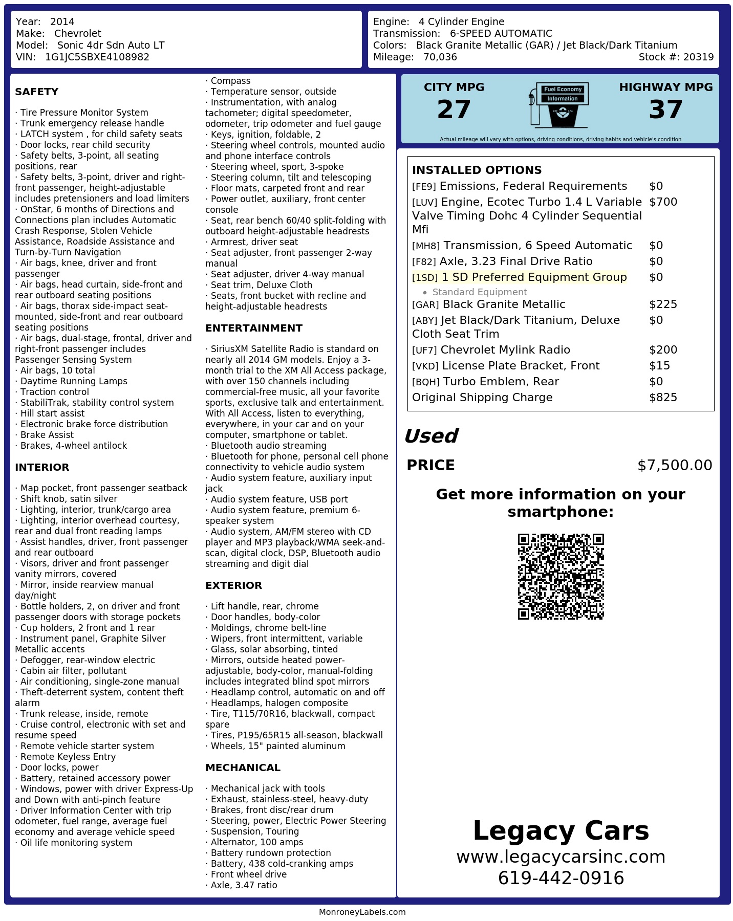 Monroney Label