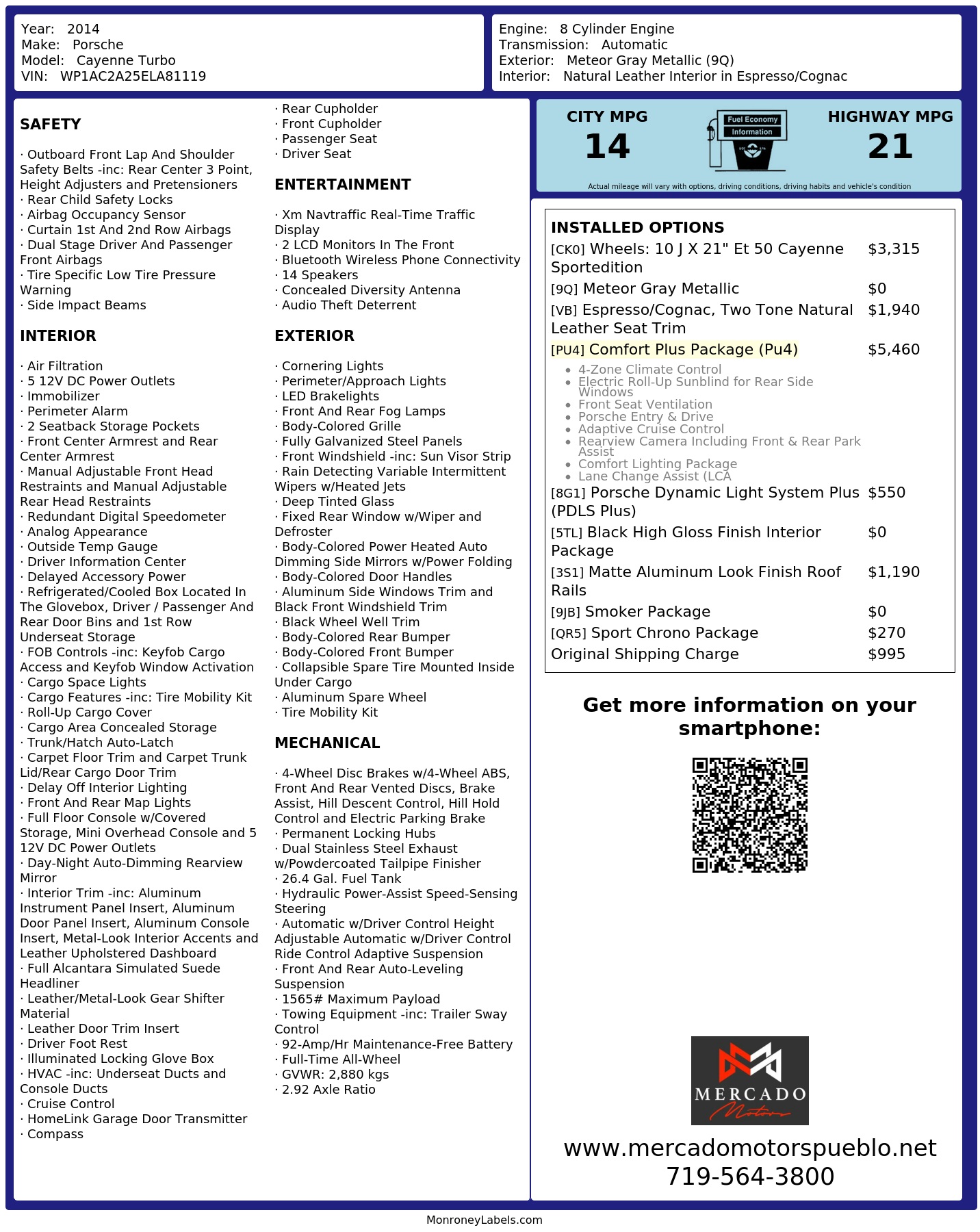 Monroney Label
