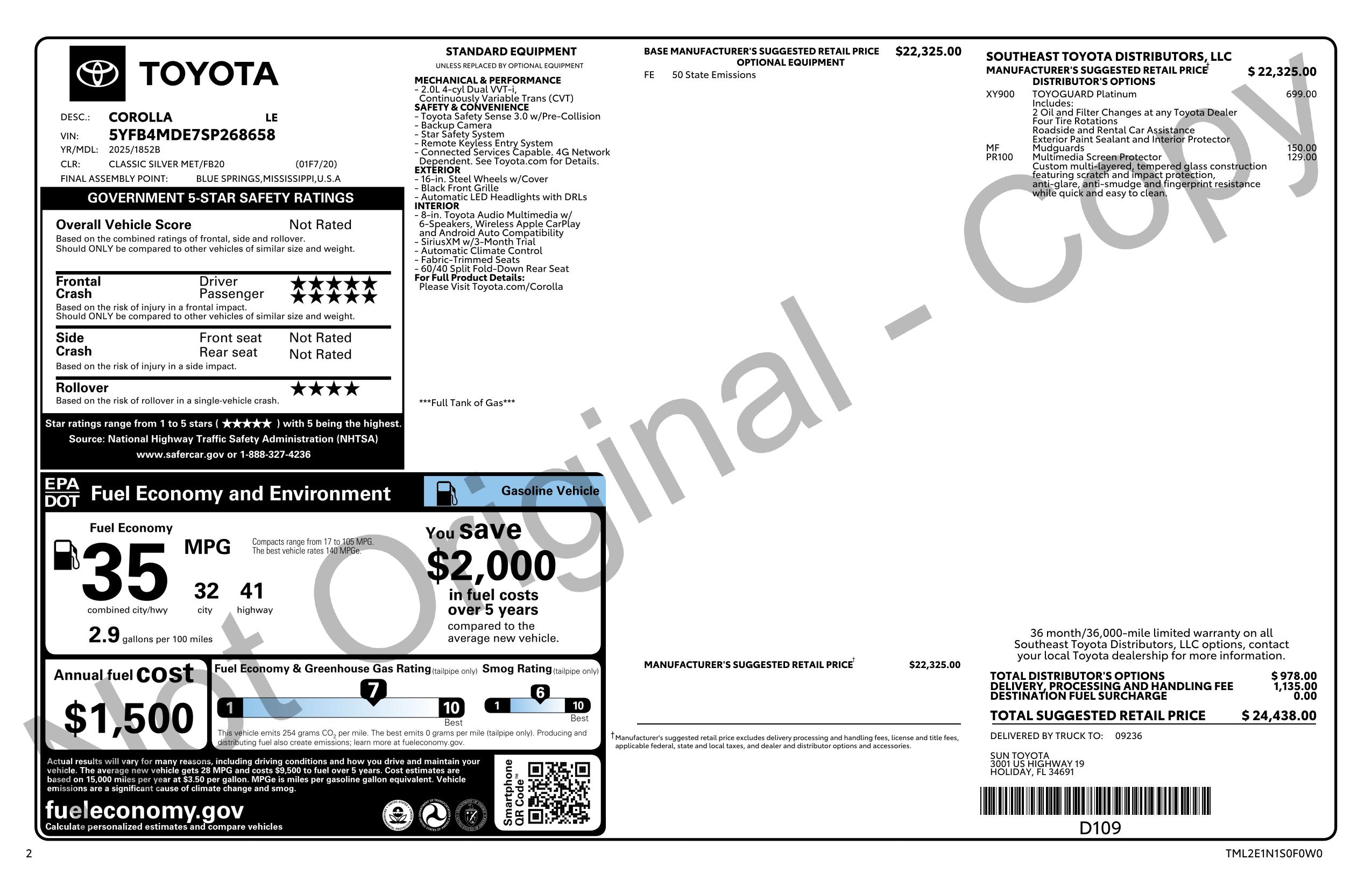 Monroney Label