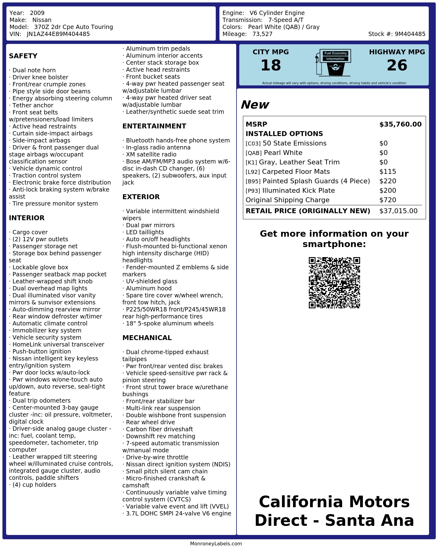 Monroney Label