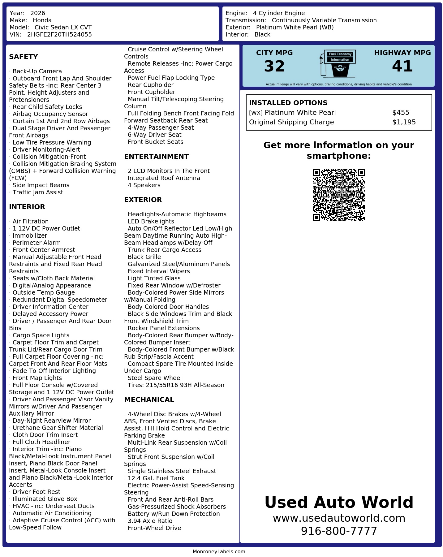 Monroney Label