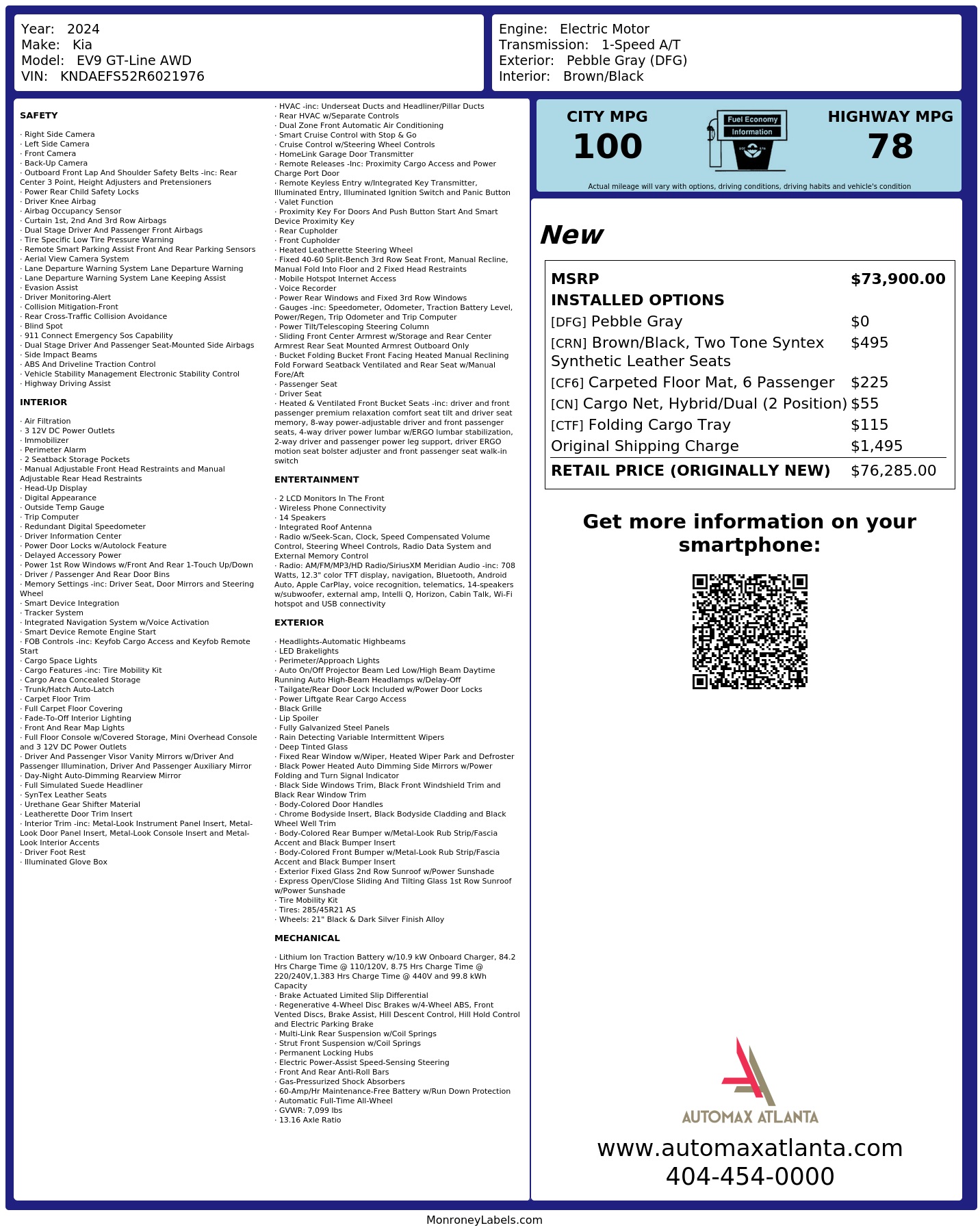 Monroney Label