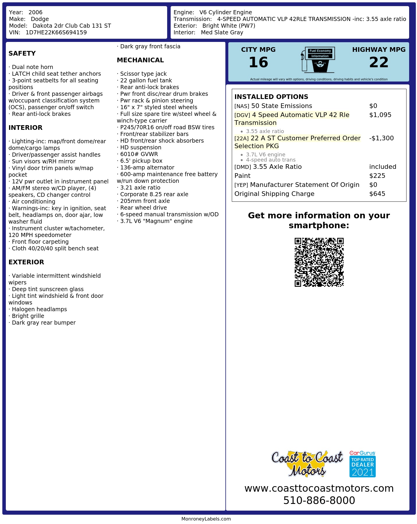 Monroney Label