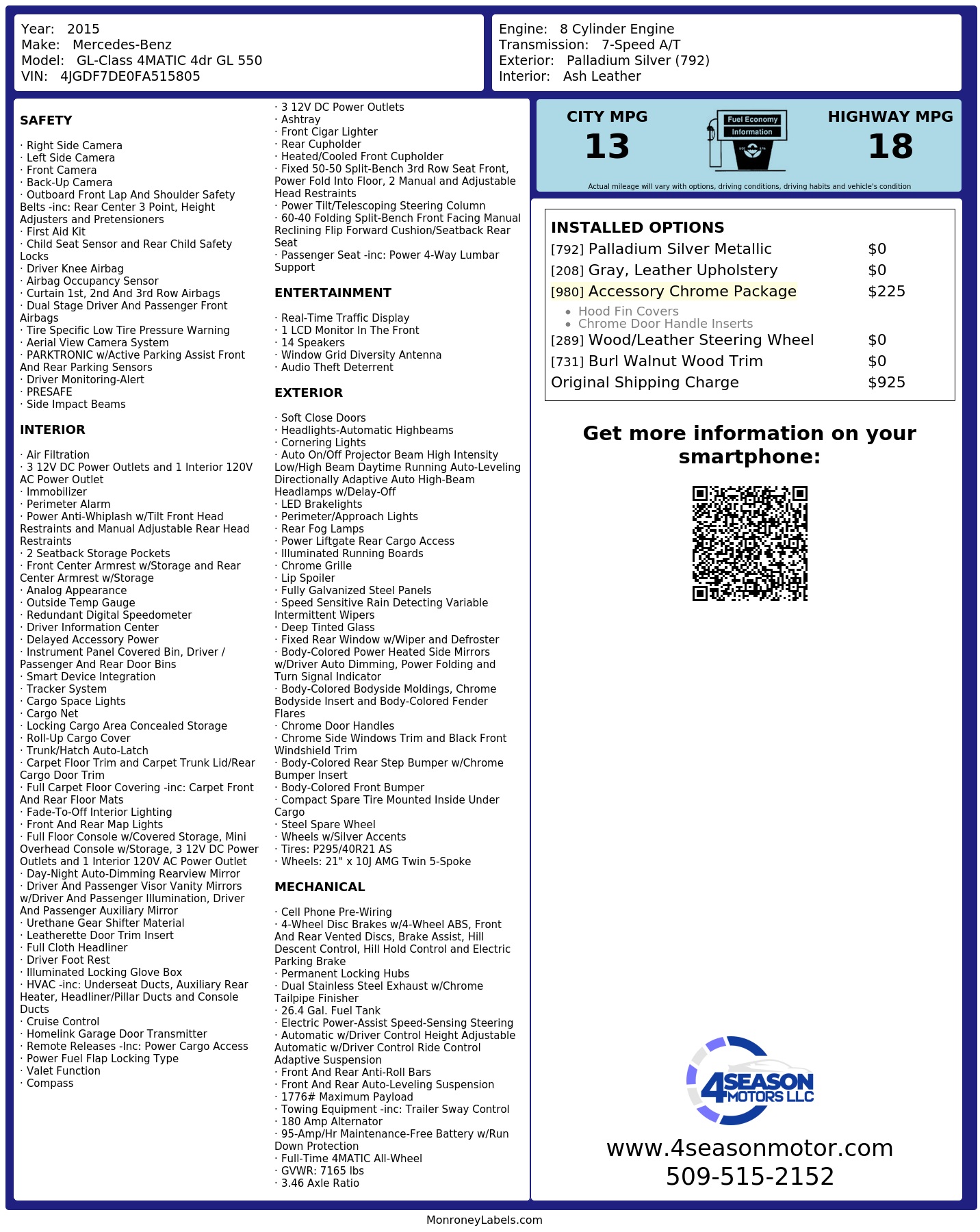 Monroney Label