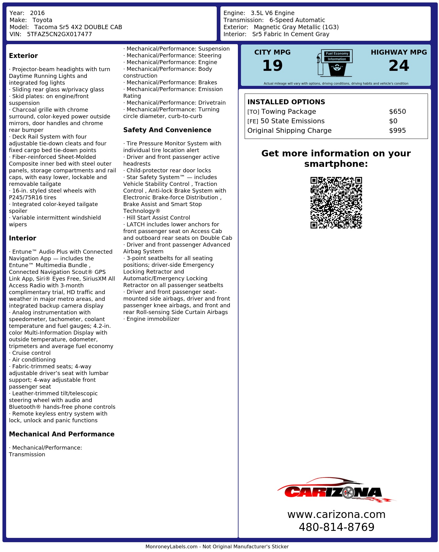 Monroney Label