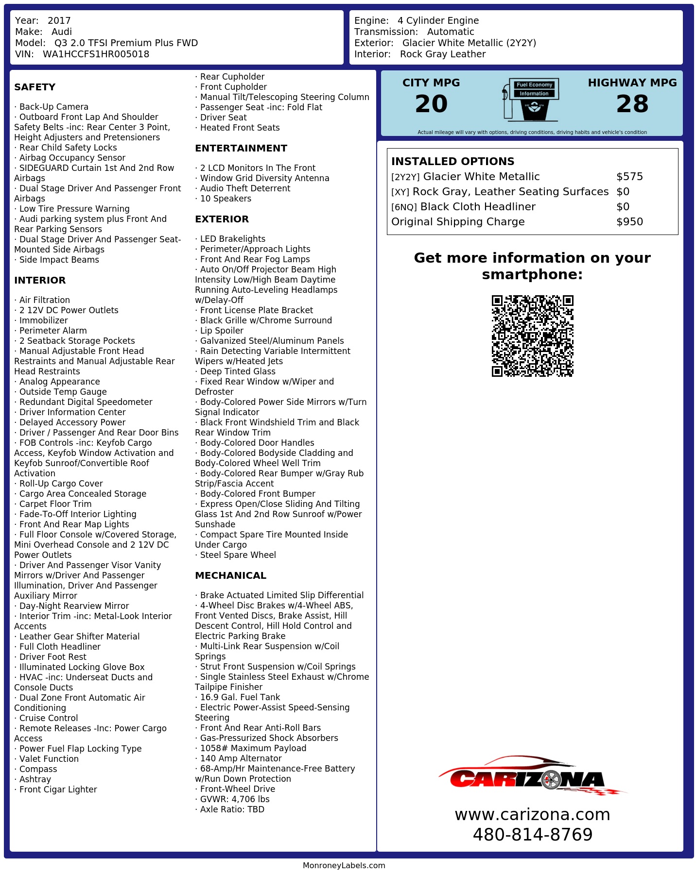 Monroney Label
