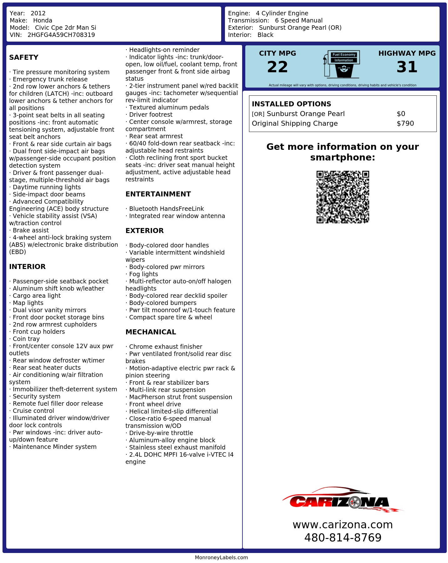 Monroney Label