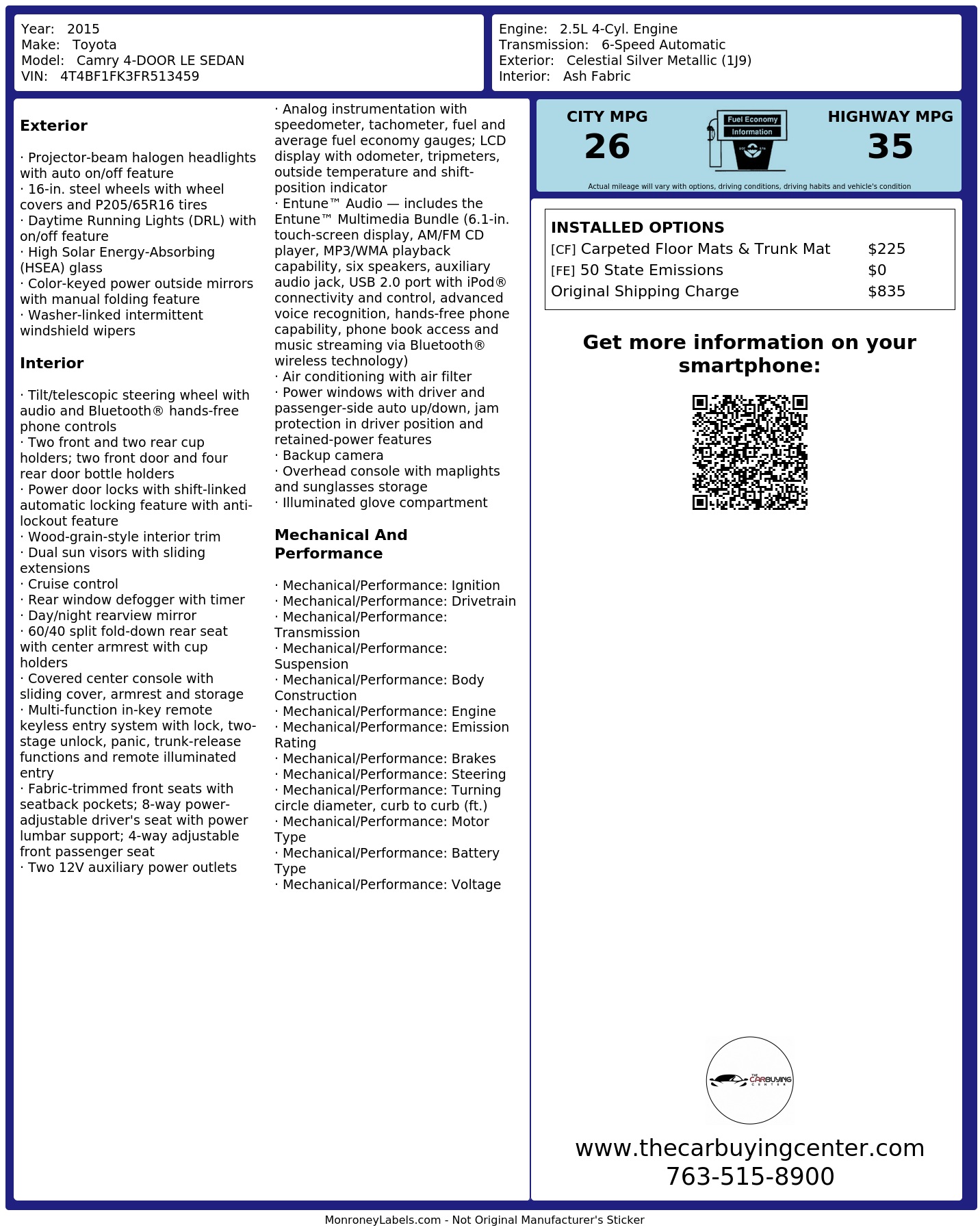 Monroney Label