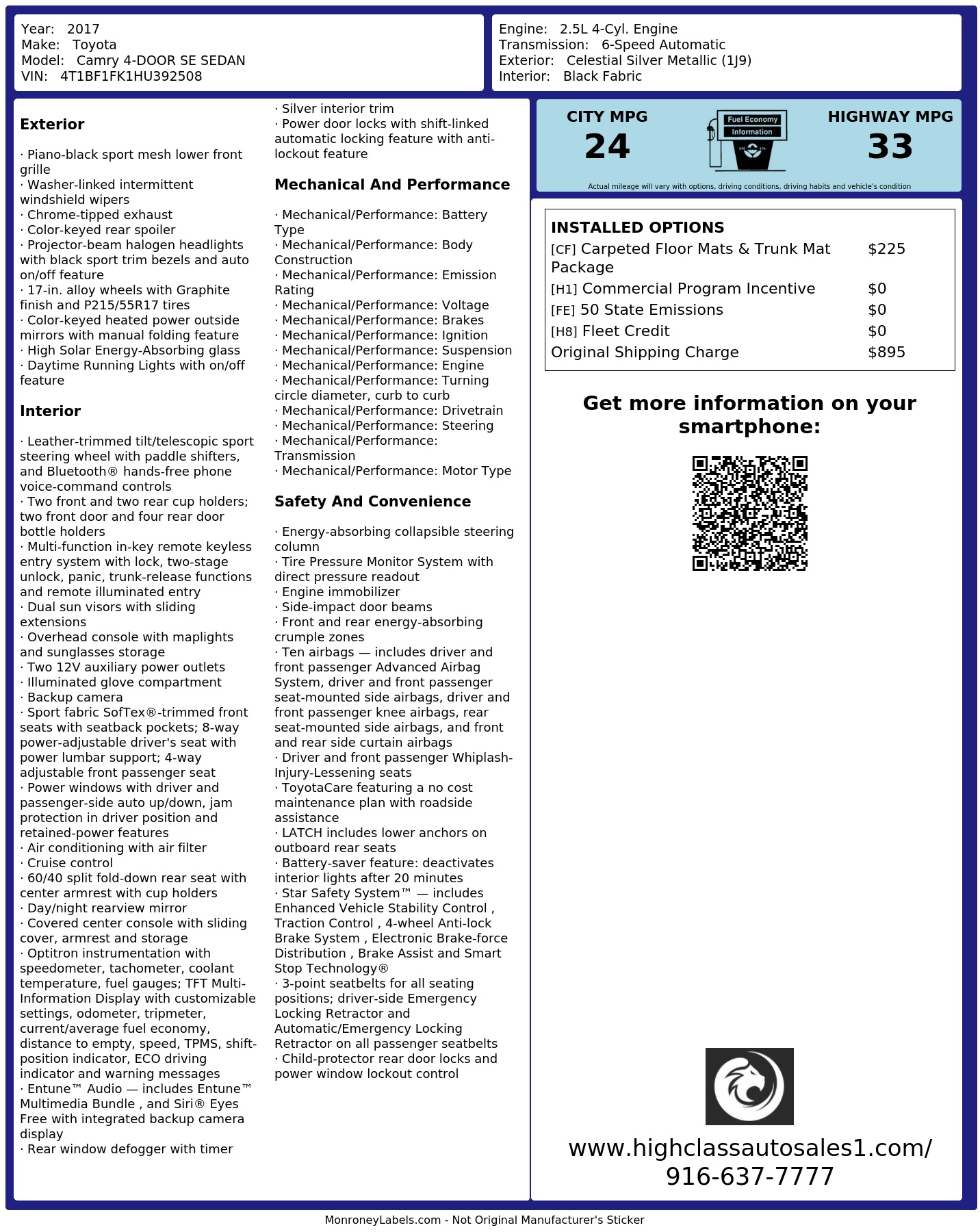 Monroney Label