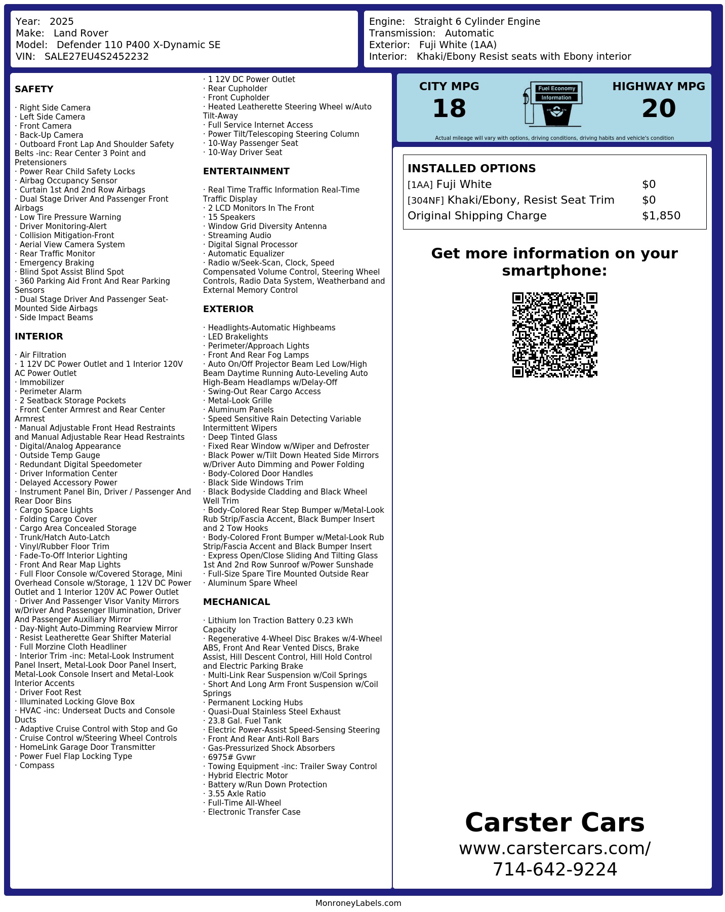 Monroney Label