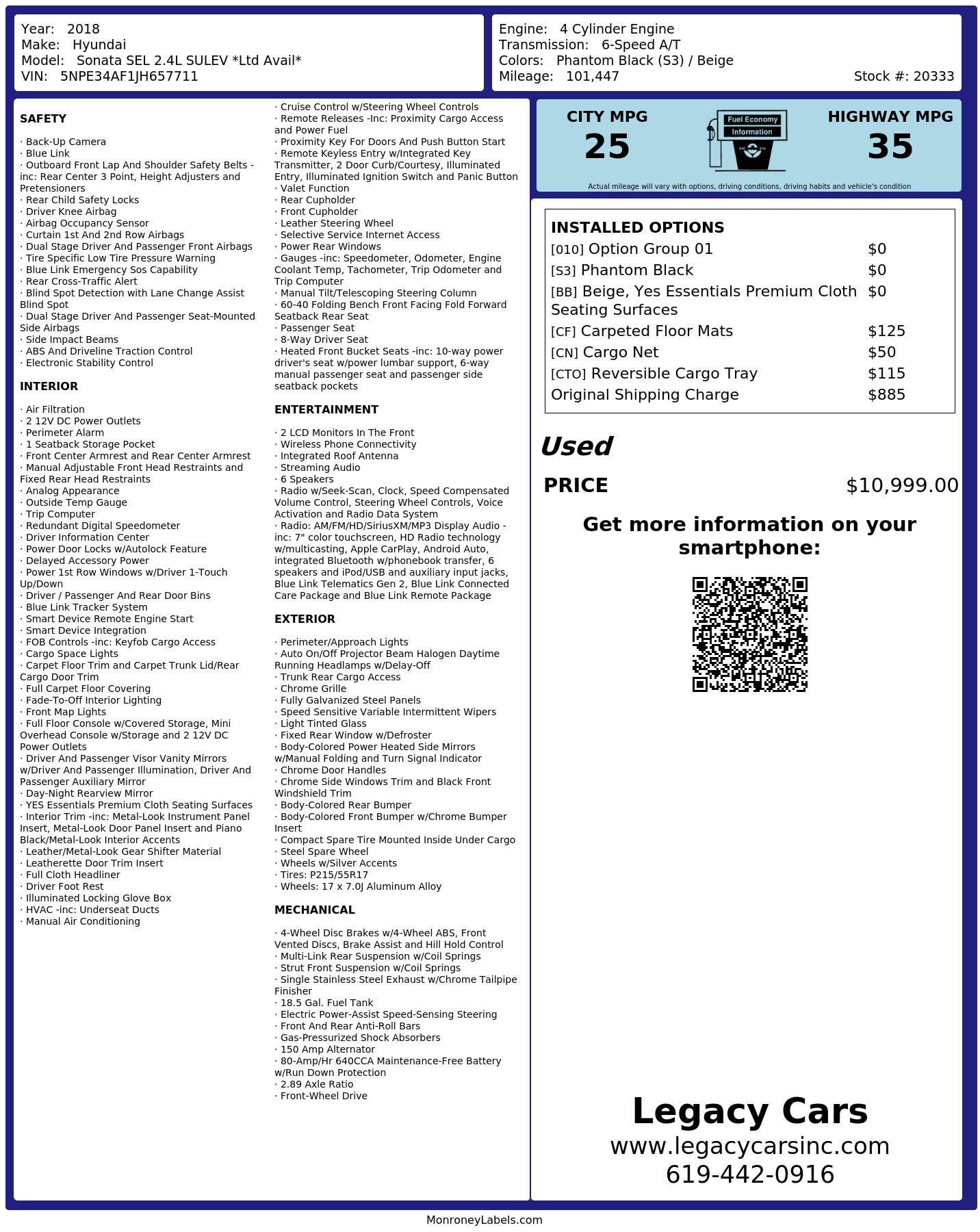 Monroney Label