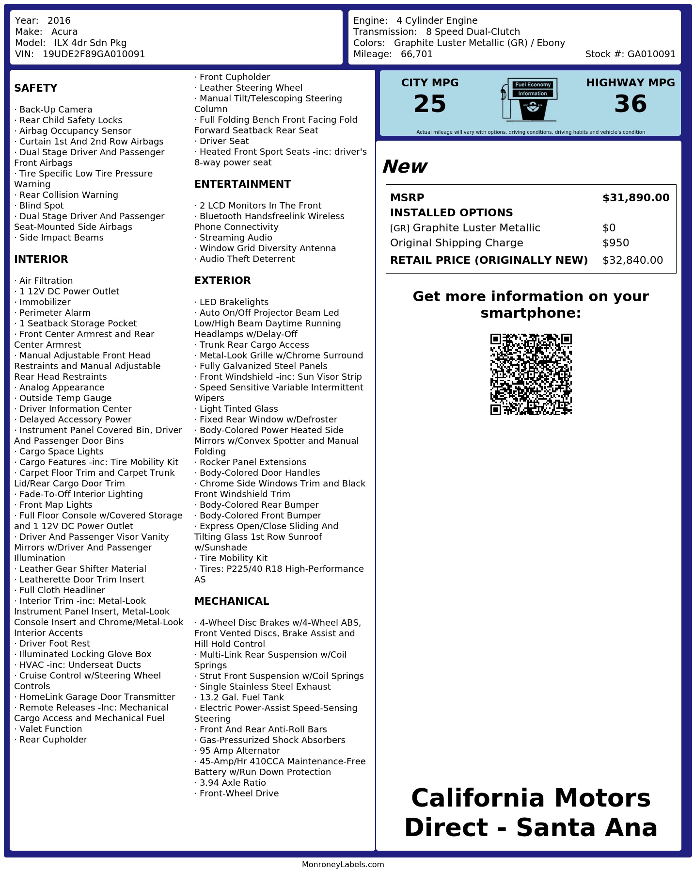 Monroney Label