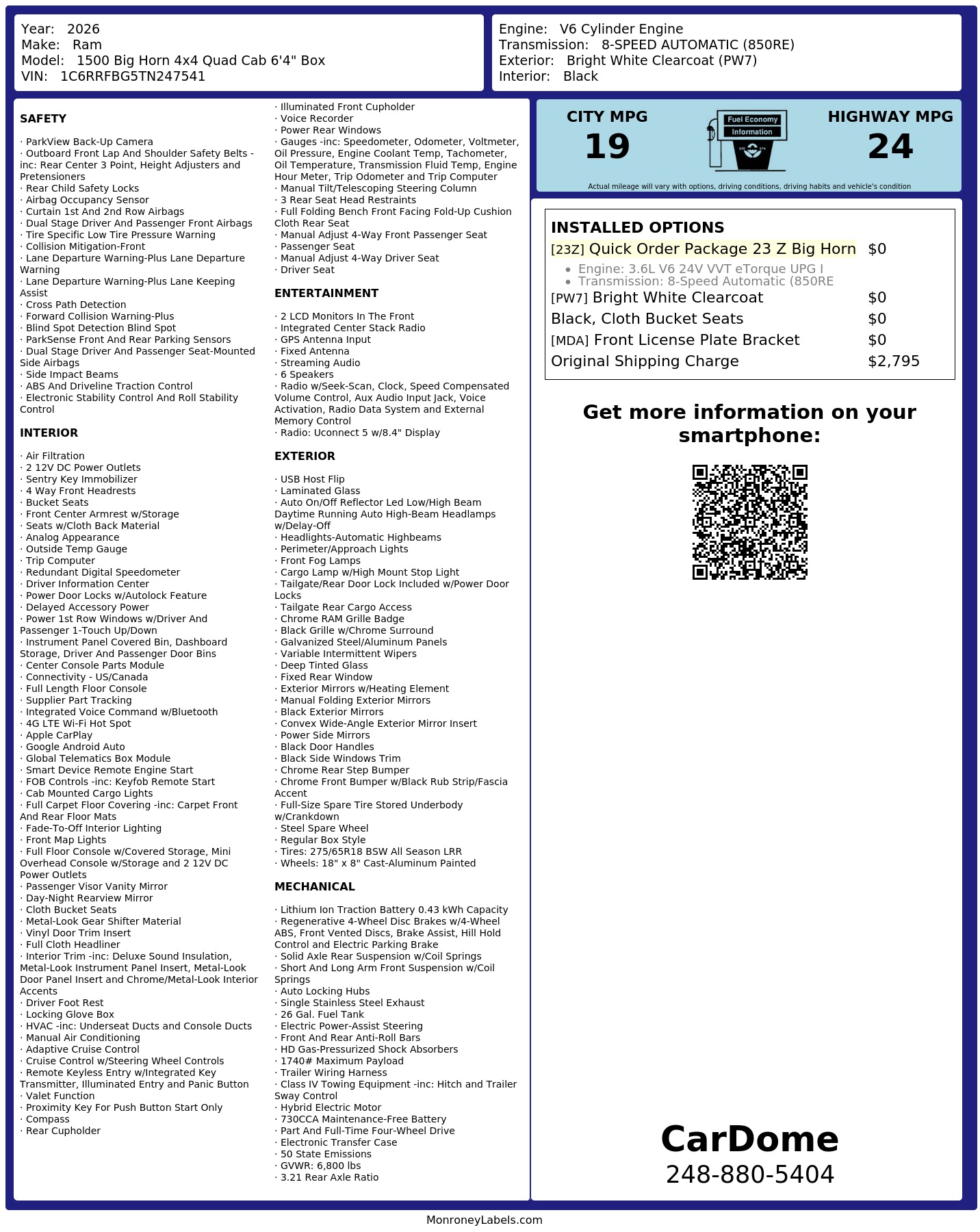Monroney Label