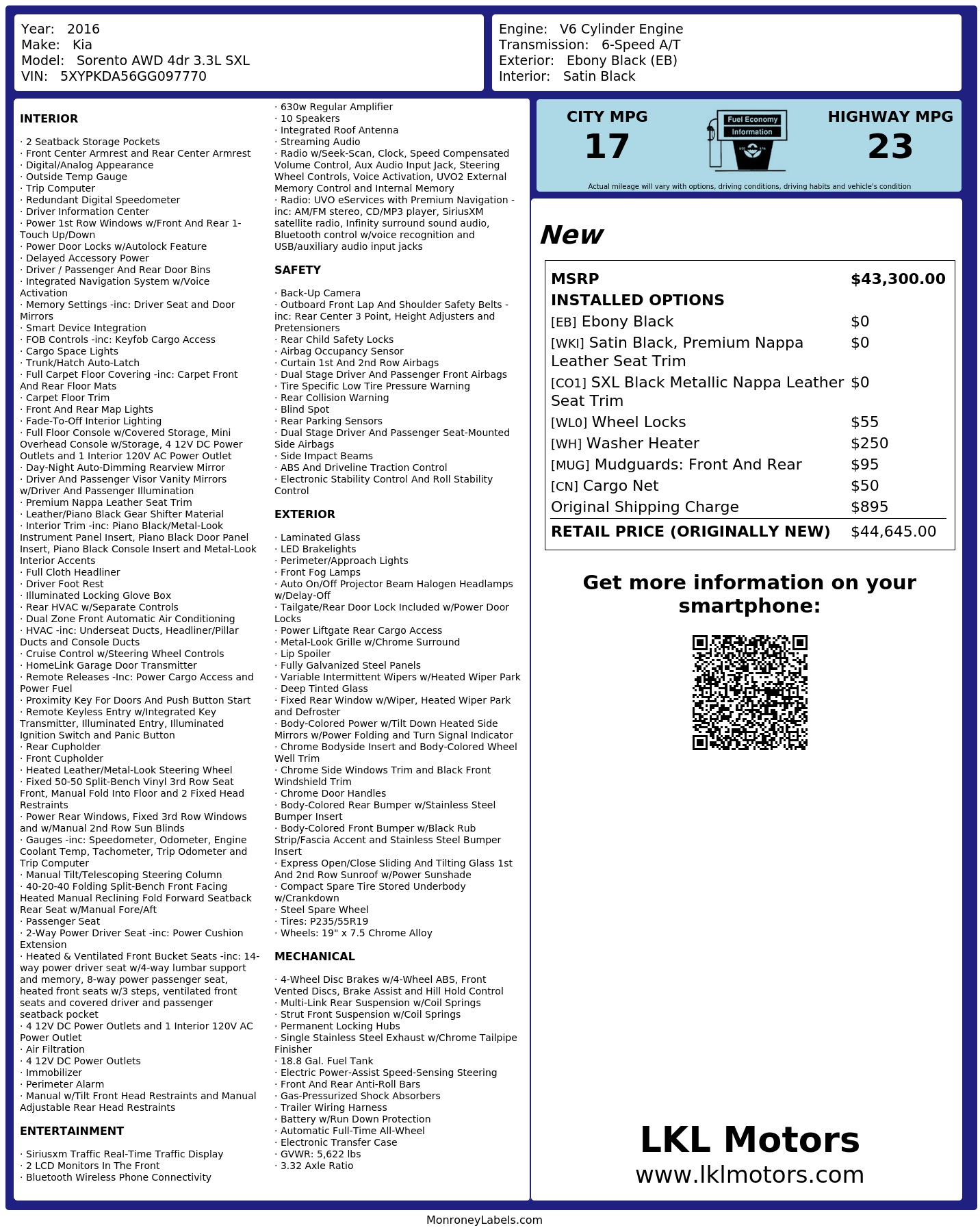 Monroney Label