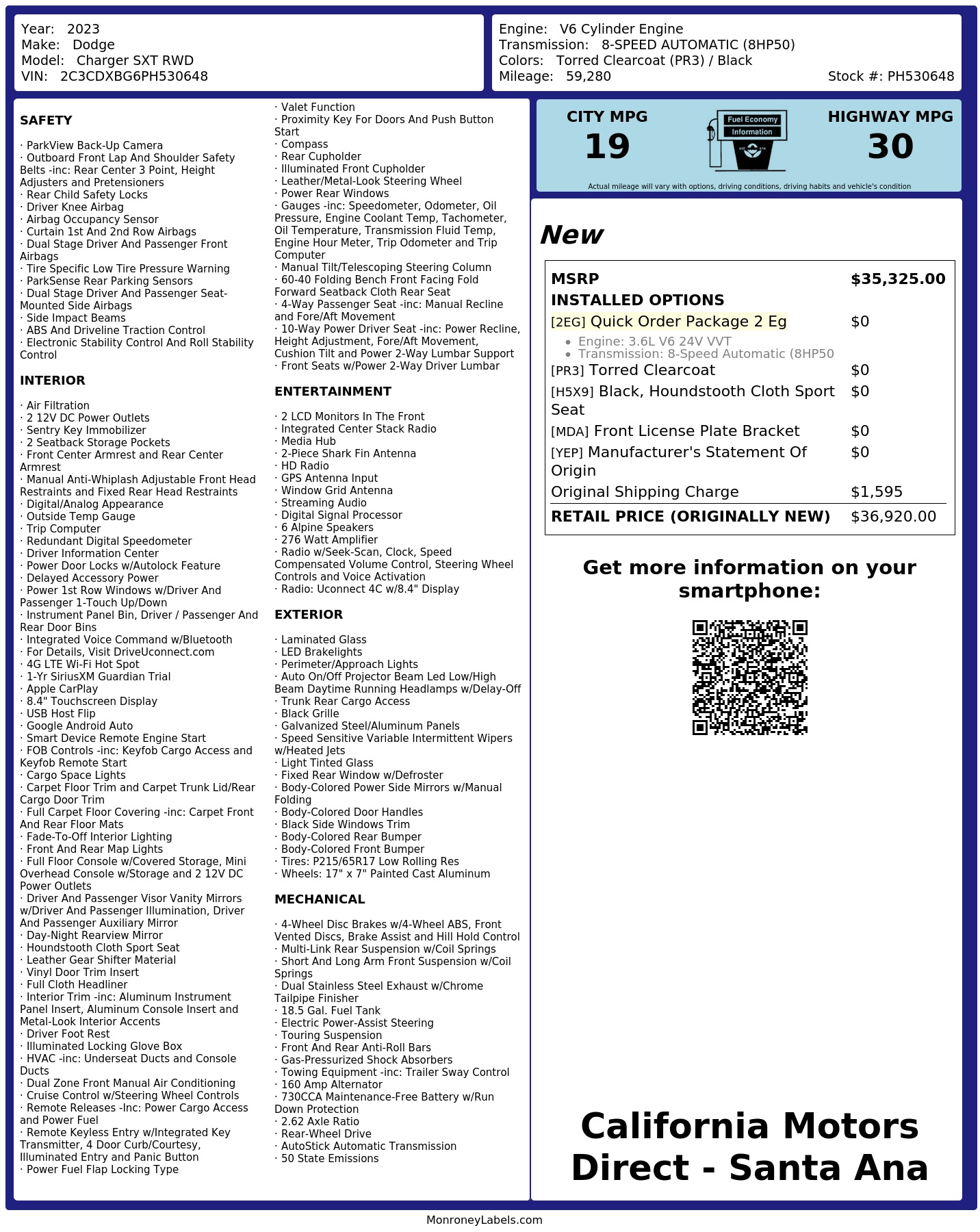 Monroney Label