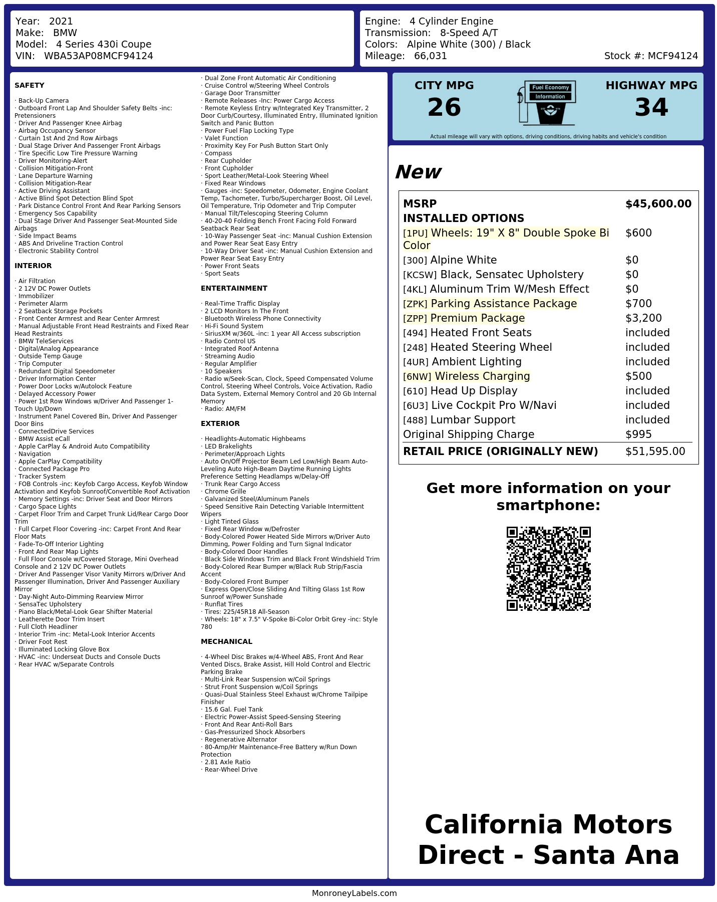 Monroney Label