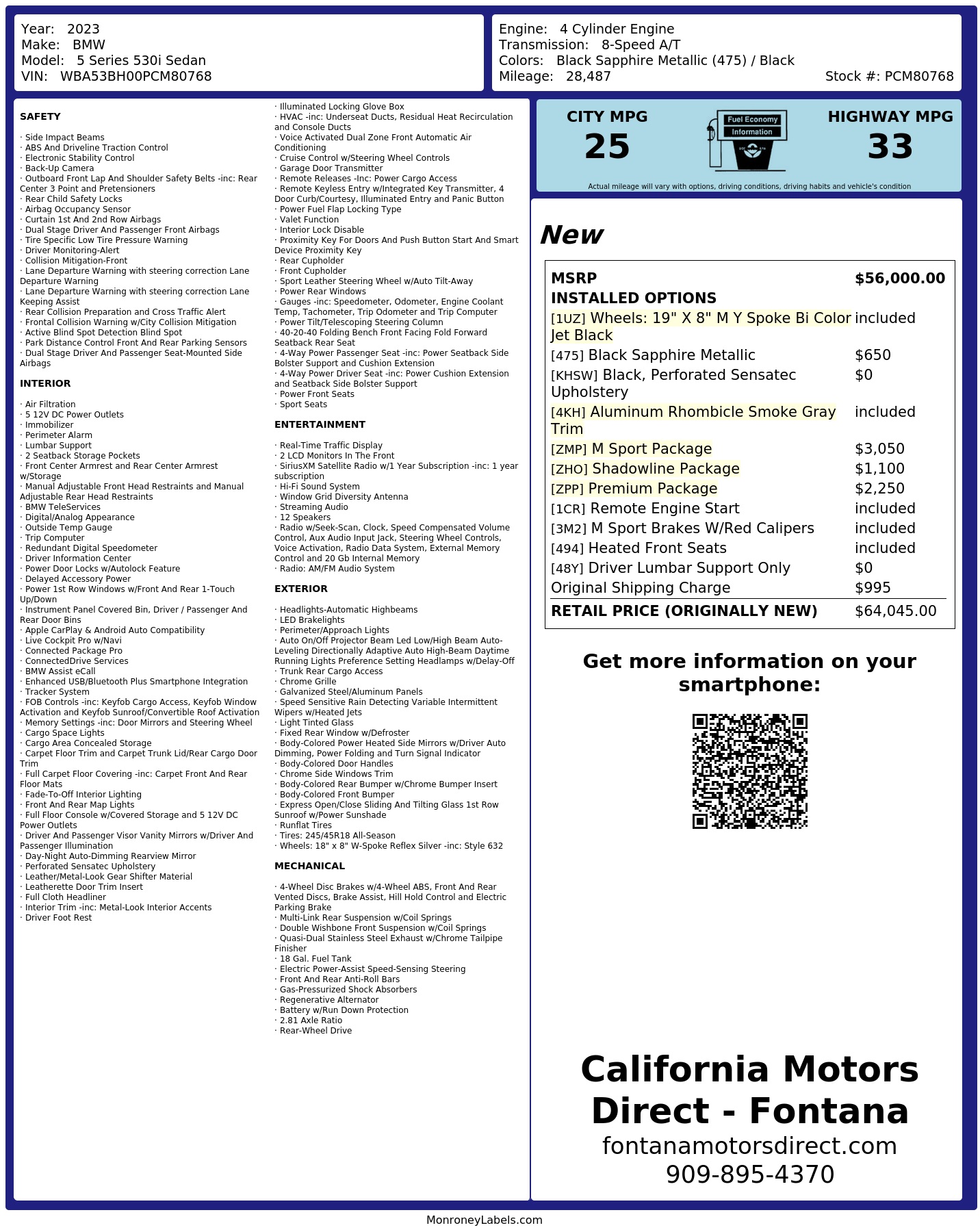 Monroney Label