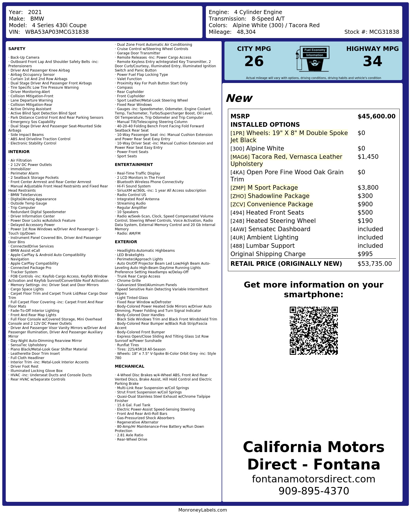Monroney Label