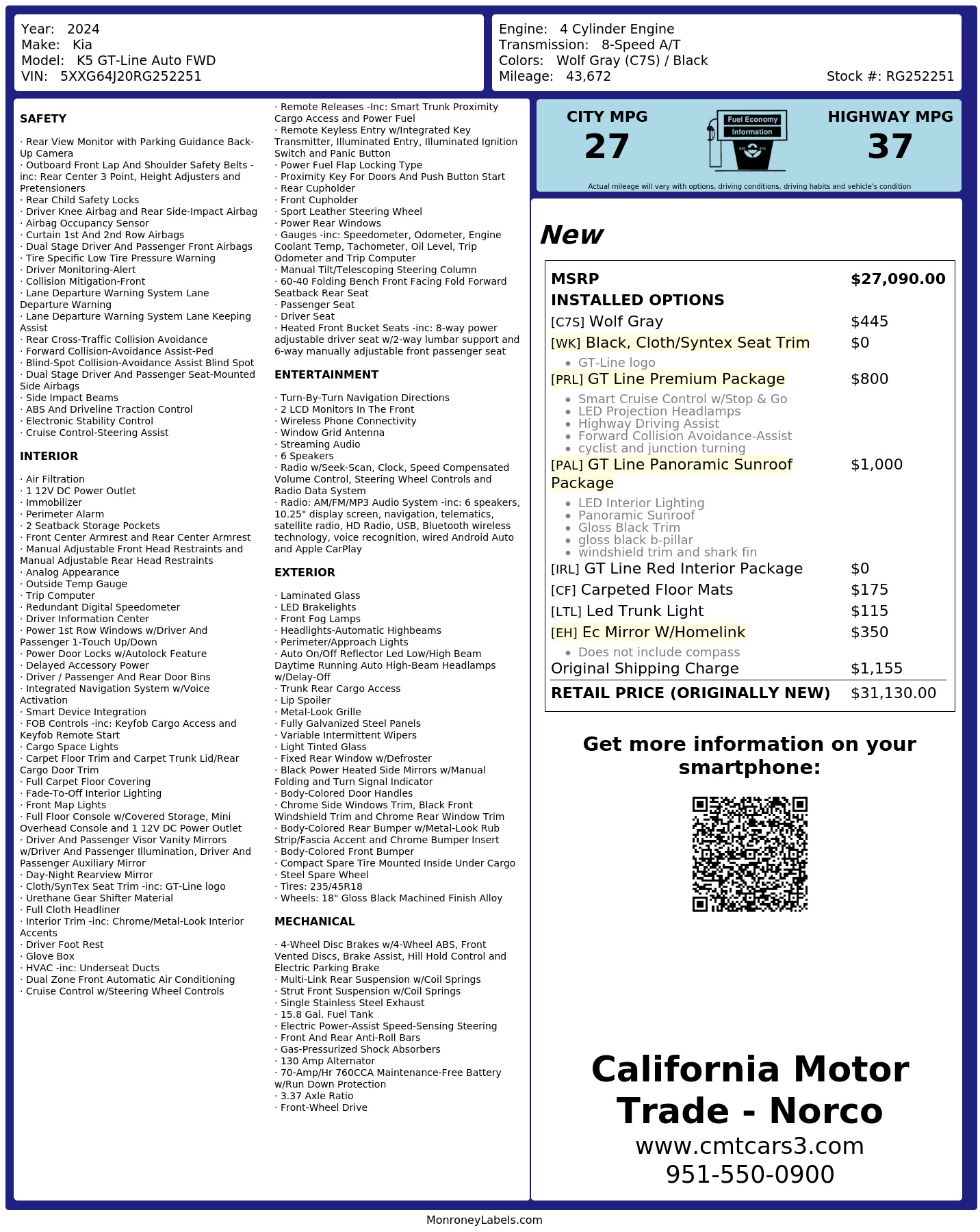 Monroney Label
