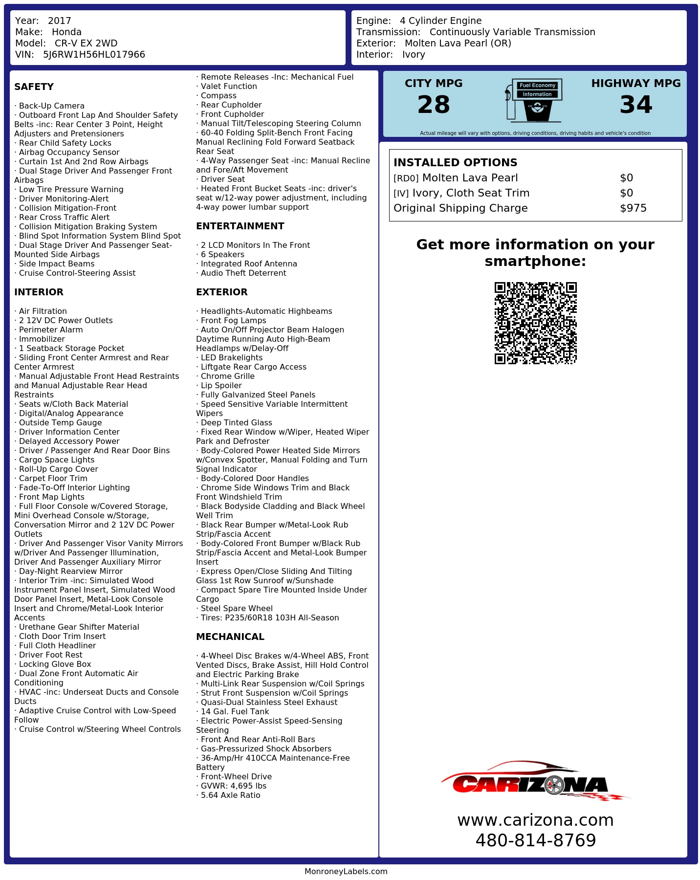 Monroney Label