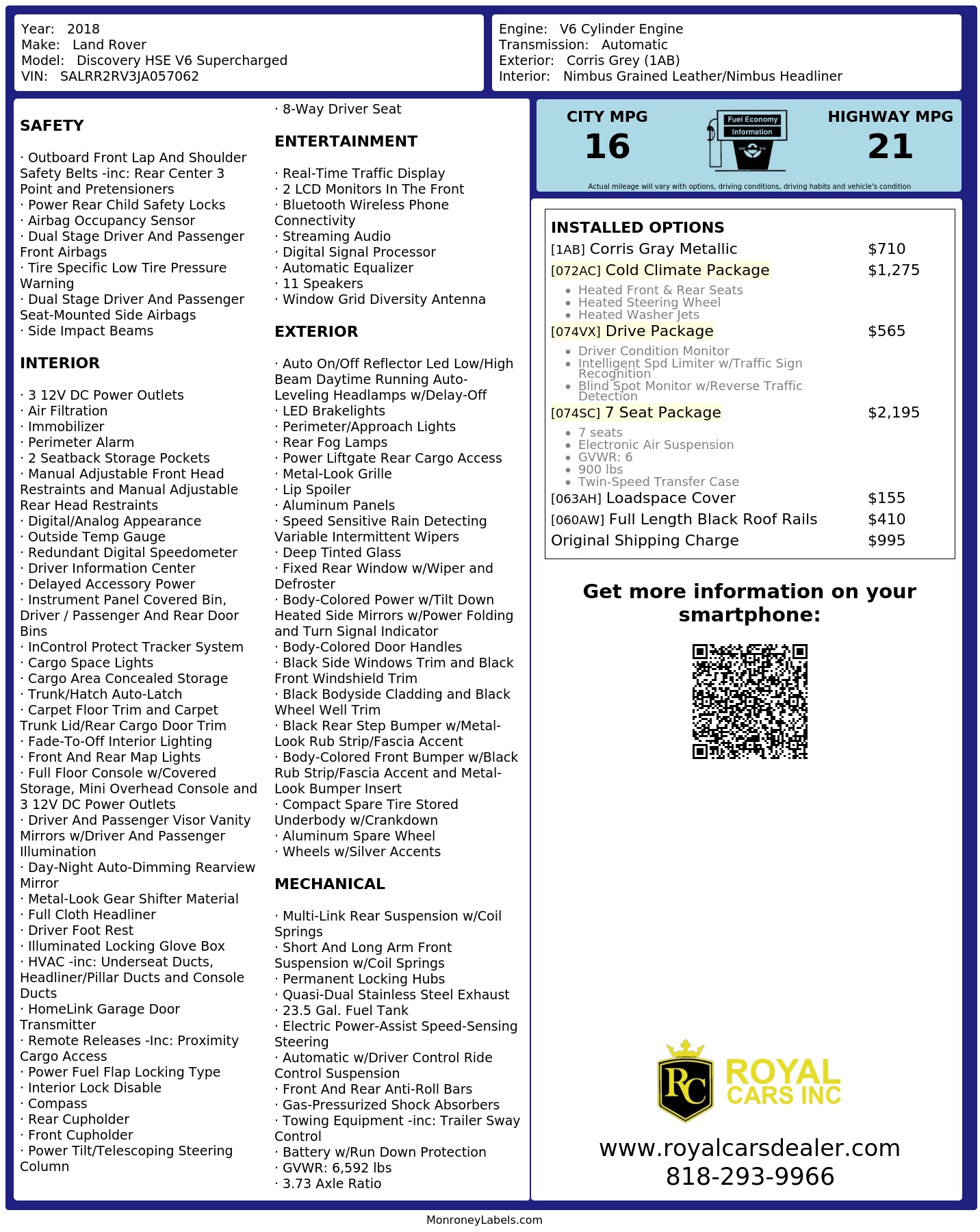 Monroney Label