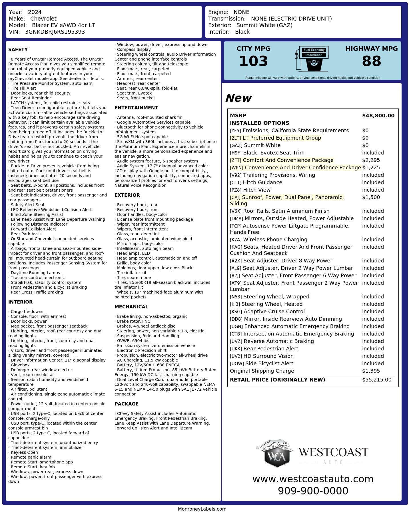 Monroney Label