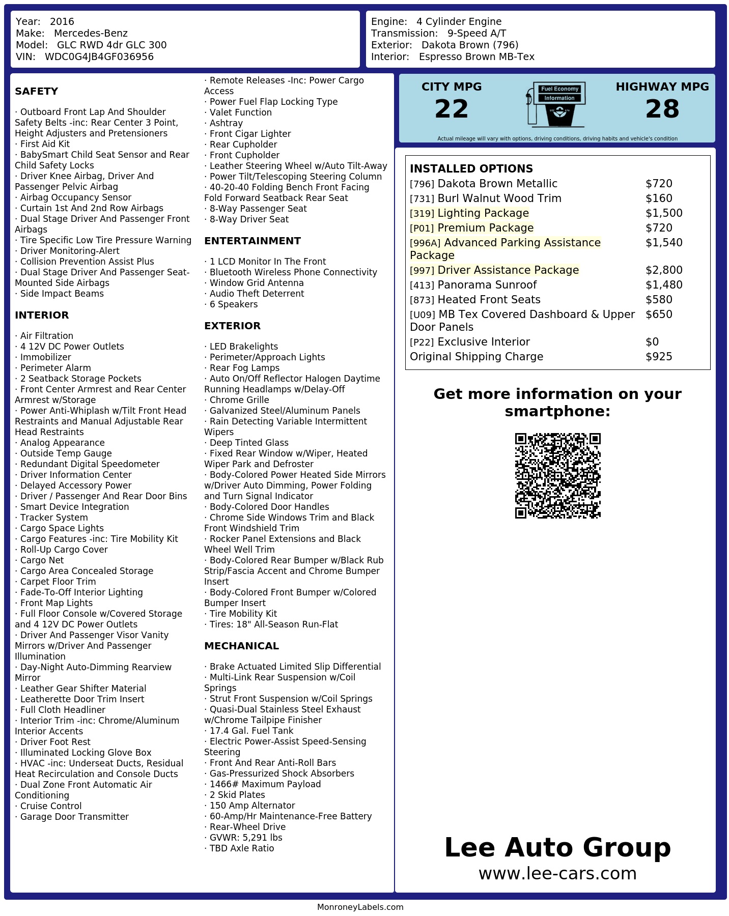 Monroney Label